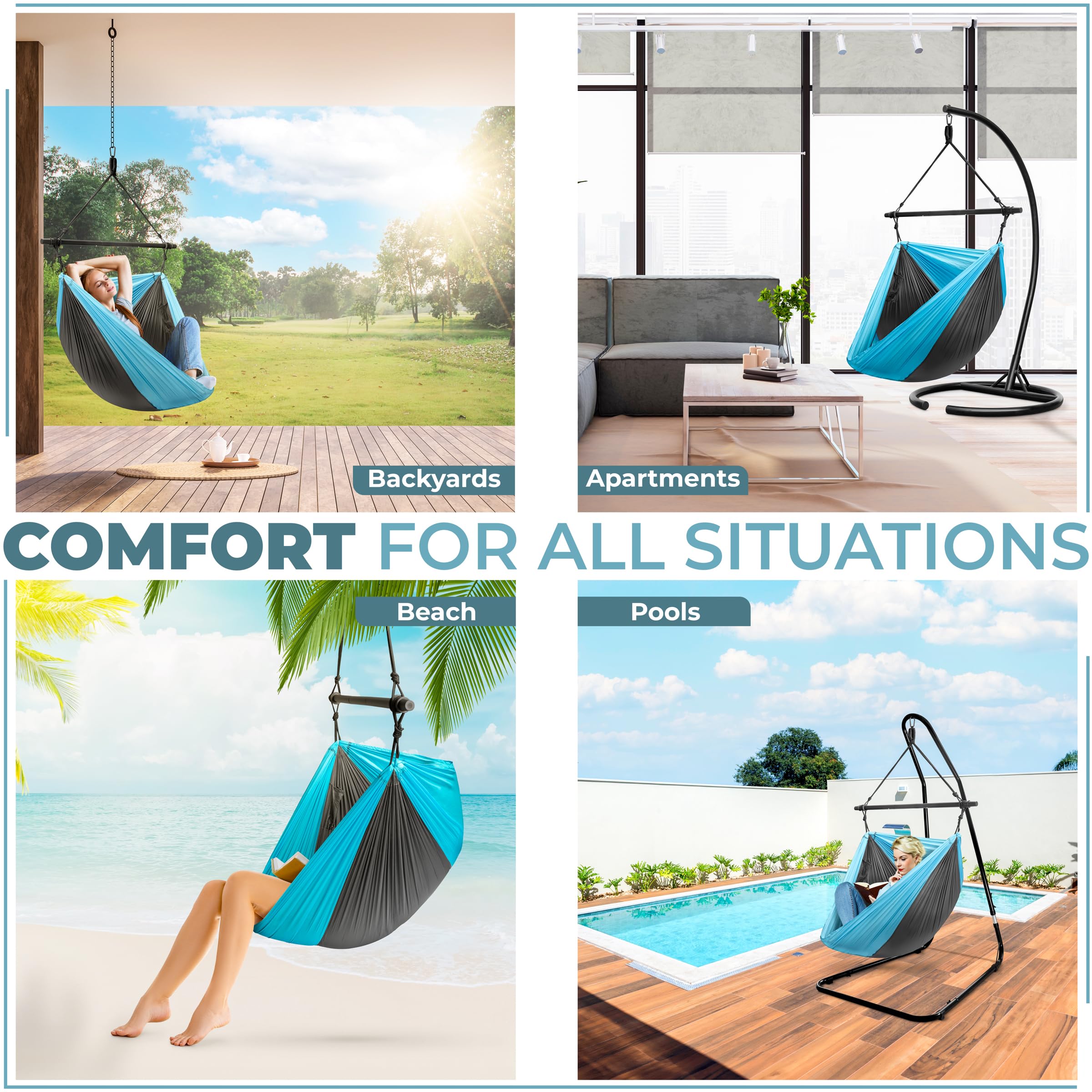 Sorbus Hanging Hammock Chair - Tree Pod Sensory Swing - Outdoor Camping Cacoon Chair - Collapsible and Lightweight Swings - Swinging Rocker Chairs for Camp, Travel, Hiking, Tent, Porch (500 lb Max) - Image 5