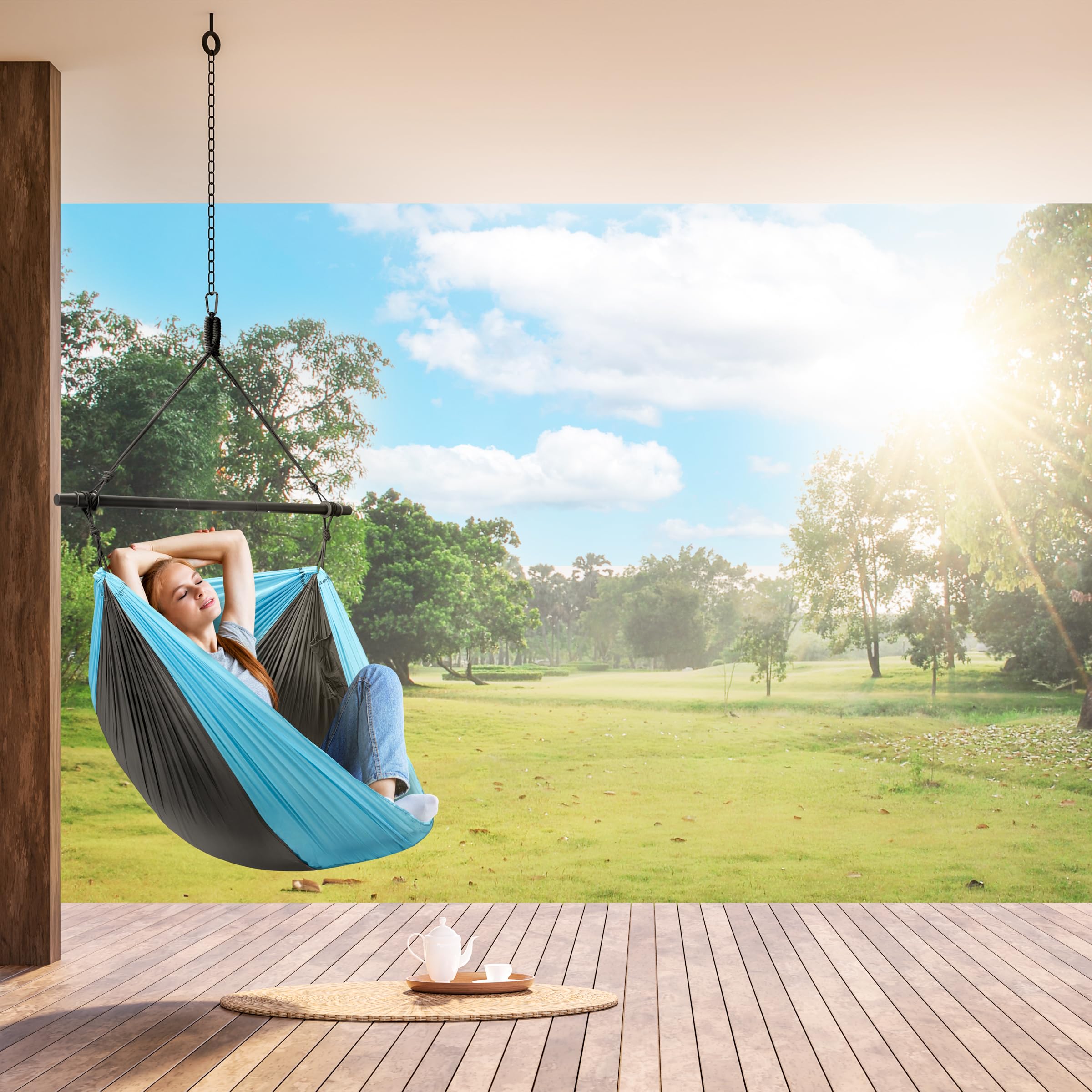Sorbus Hanging Hammock Chair - Tree Pod Sensory Swing - Outdoor Camping Cacoon Chair - Collapsible and Lightweight Swings - Swinging Rocker Chairs for Camp, Travel, Hiking, Tent, Porch (500 lb Max) - Image 7
