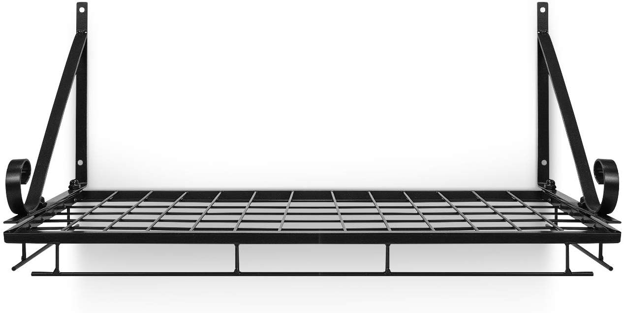 Sorbus Hanging Pot Rack - Wall Mounted Pot Rack storage shelf hanging rack — Pots and Pans Rack shelf Organizer holder pot hanger - 10 S Hooks - kitchen cookware, utensils, pans, 2 DIY Methods (Black) - Image 7