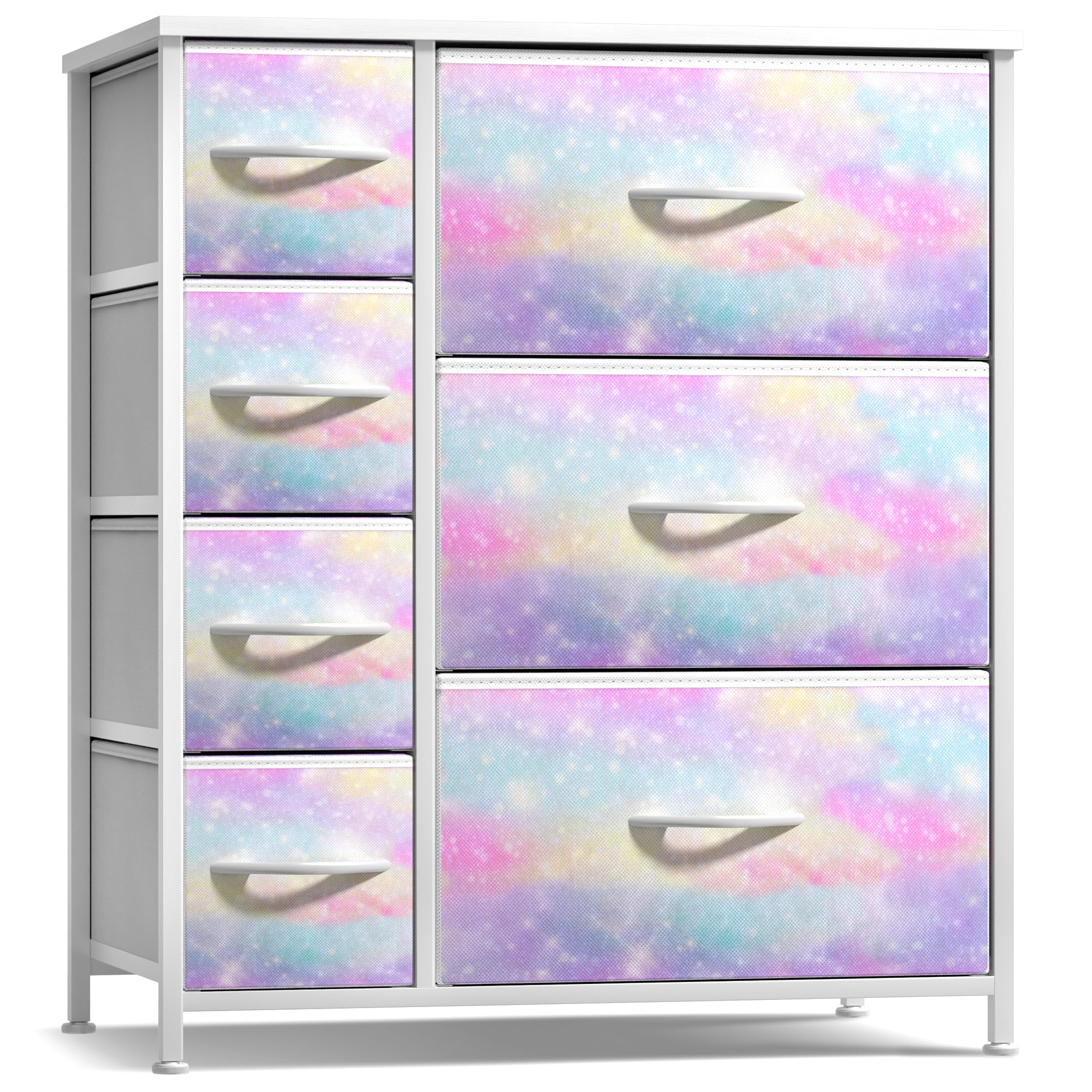 Sorbus Kids Dresser with 7 Drawers - Storage Chest Organizer Unit with Steel Frame, Wood Top & Handles, Tie-dye Fabric Bins for Clothes - Wide Furniture for Bedroom Hallway Kids Room Nursery & Closet - Image 7