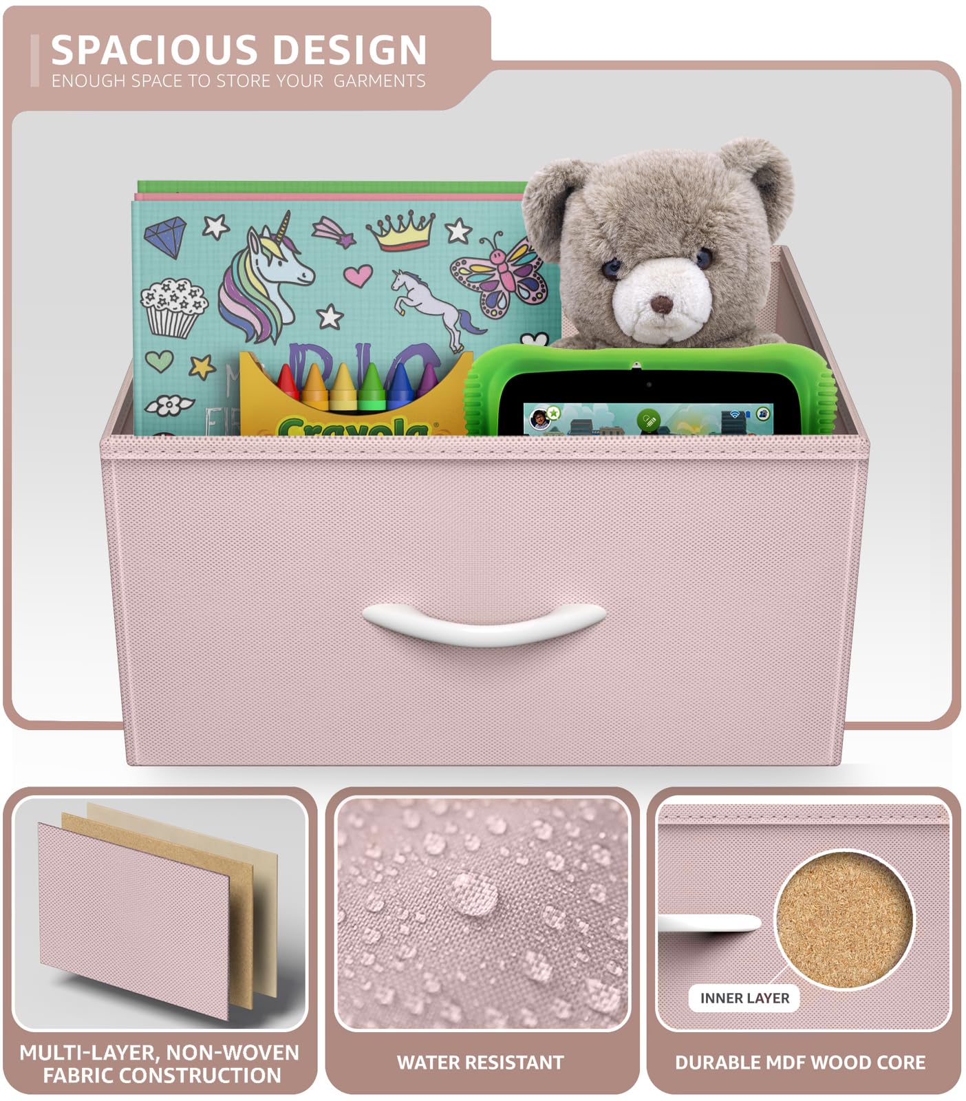 Sorbus Kids Dresser with 8 Drawers - Storage Unit Organizer Chest for Clothes - Bedroom, Kids Room, Nursery, & Closet (Pink, 31.5 x 12 x 32-8 Drawer) - Image 5