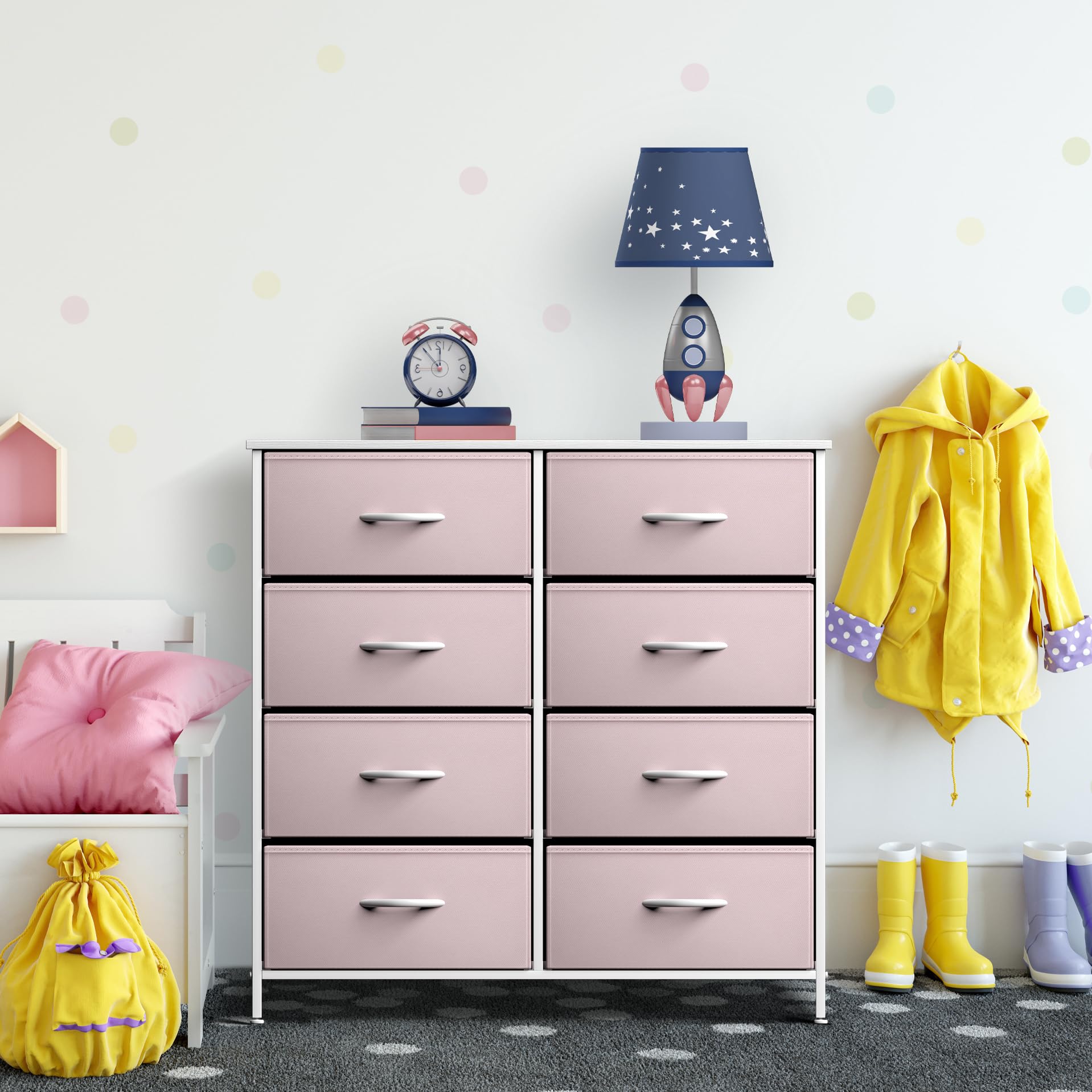 Sorbus Kids Dresser with 8 Drawers - Storage Unit Organizer Chest for Clothes - Bedroom, Kids Room, Nursery, & Closet (Pink, 31.5 x 12 x 32-8 Drawer) - Image 6