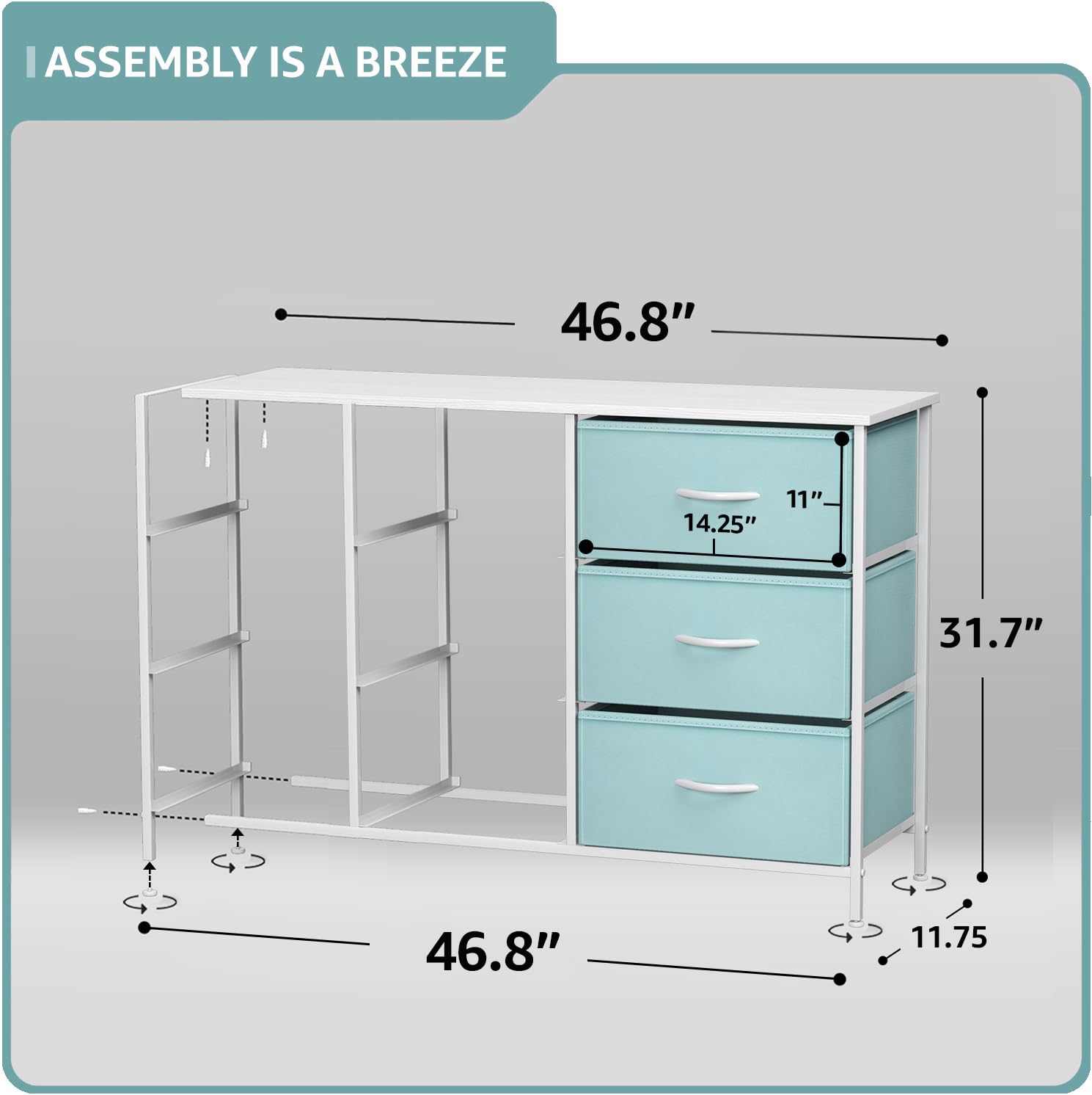Sorbus Kids Dresser with 9 Drawers - Storage Unit Organizer Chest for Clothes - Bedroom, Kids Room, Nursery, & Closet - Image 3