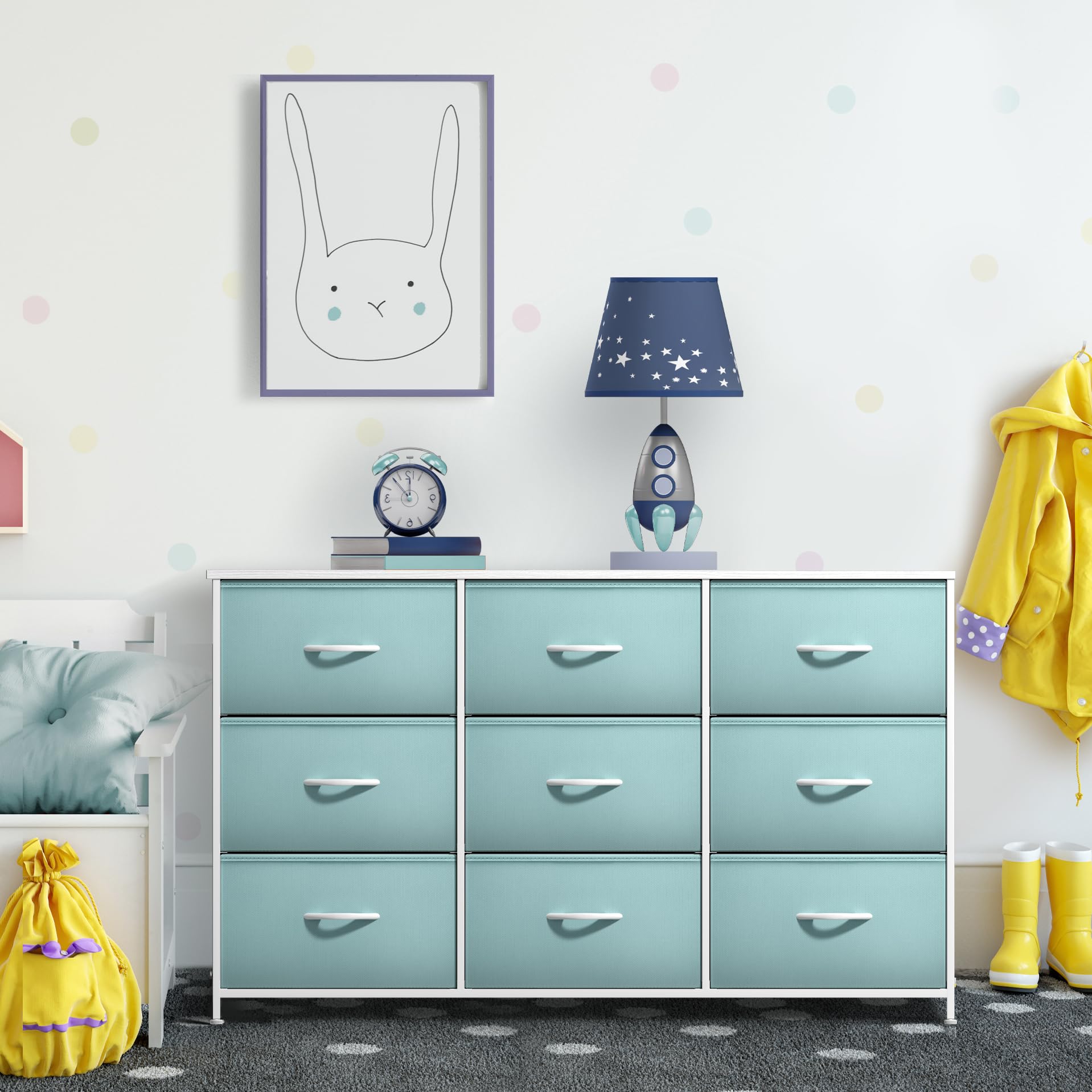 Sorbus Kids Dresser with 9 Drawers - Storage Unit Organizer Chest for Clothes - Bedroom, Kids Room, Nursery, & Closet - Image 6