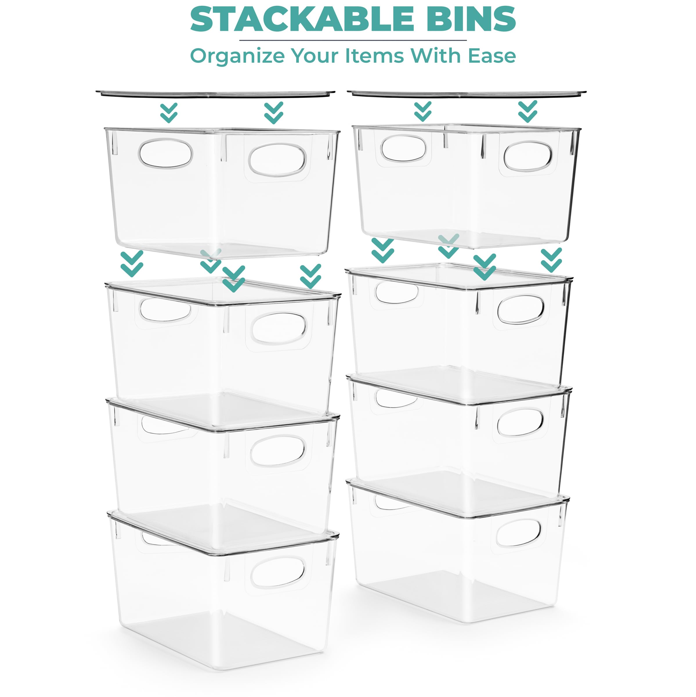 Sorbus Large Clear Plastic Bins with Lids – Stackable Organizer for Toys, Clothes, Medicine, Makeup, Closet, Art Supplies, Bathroom, Shoes – 8 Pack - Image 4