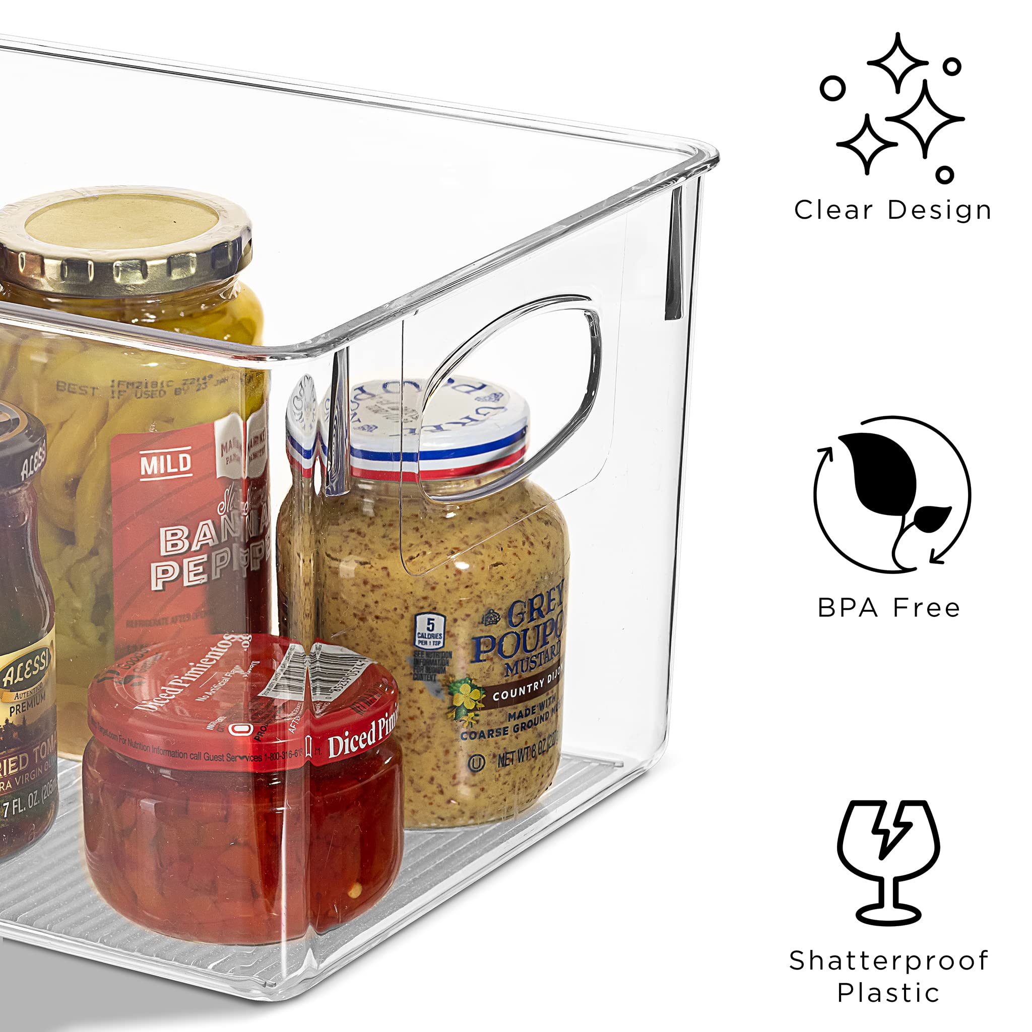 Sorbus Large Clear Plastic Storage Bins for Shelves, Clothes, with Handle - Clear Storage Bins, Drawer, Shelf, Closet, Pantry, Fridge, Freezer Organizer Bins, Closet Organizers and Storage (8 pack) - Image 5