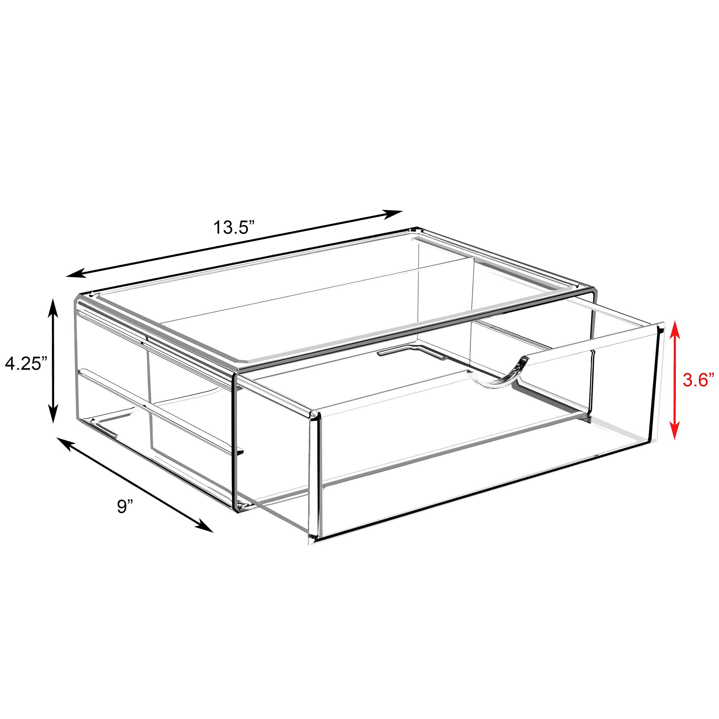 Sorbus Large Stackable Acrylic Drawers - 1 Clear Storage Drawers for Organizing Make up, Nail Polish, Hair Accessories, and Beauty Supplies - Makeup Organizer for Vanity, Bathroom Organizer Countertop - Image 3
