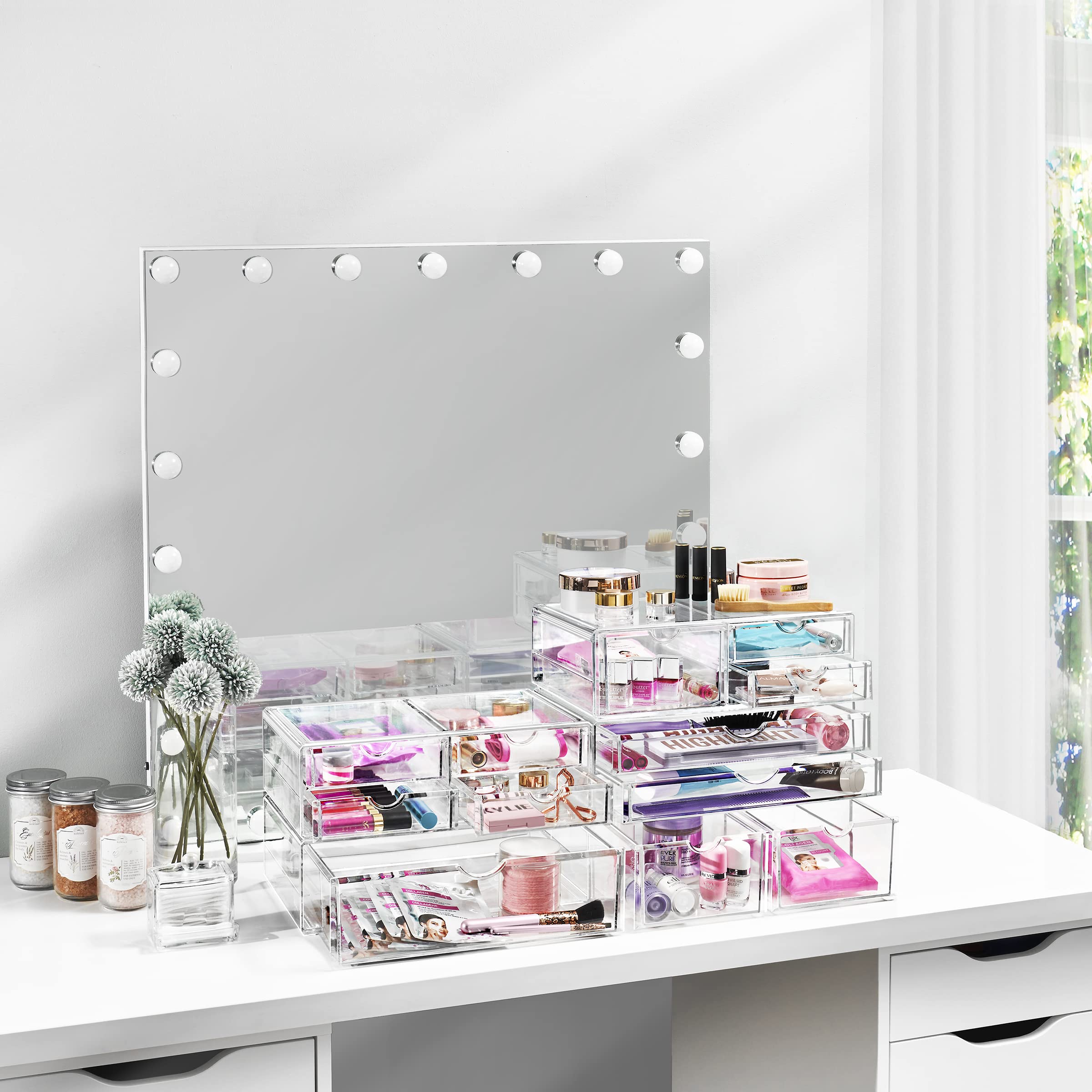 Sorbus Large Stackable Acrylic Drawers - 1 Clear Storage Drawers for Organizing Make up, Nail Polish, Hair Accessories, and Beauty Supplies - Makeup Organizer for Vanity, Bathroom Organizer Countertop - Image 4