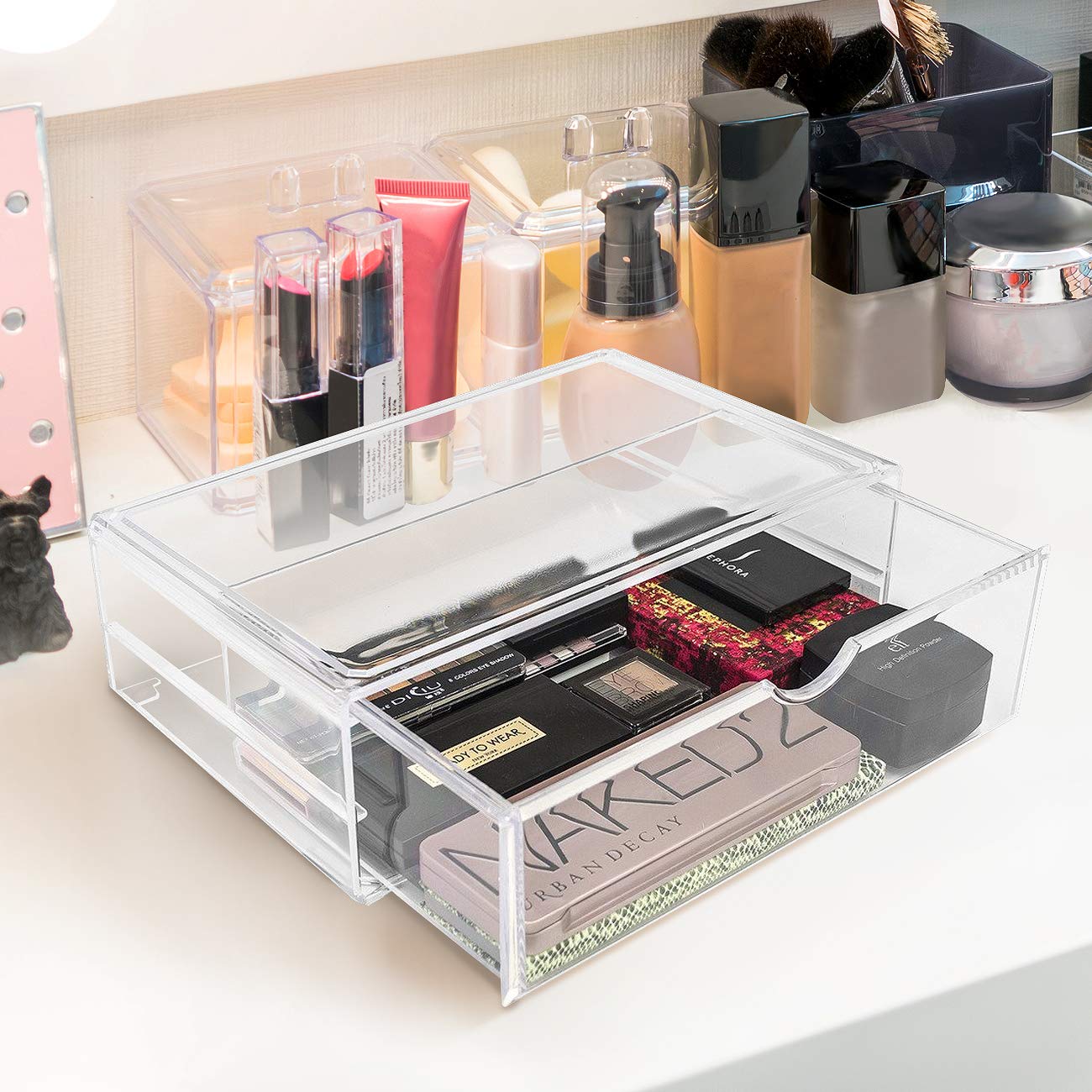 Sorbus Large Stackable Acrylic Drawers - 1 Clear Storage Drawers for Organizing Make up, Nail Polish, Hair Accessories, and Beauty Supplies - Makeup Organizer for Vanity, Bathroom Organizer Countertop - Image 7