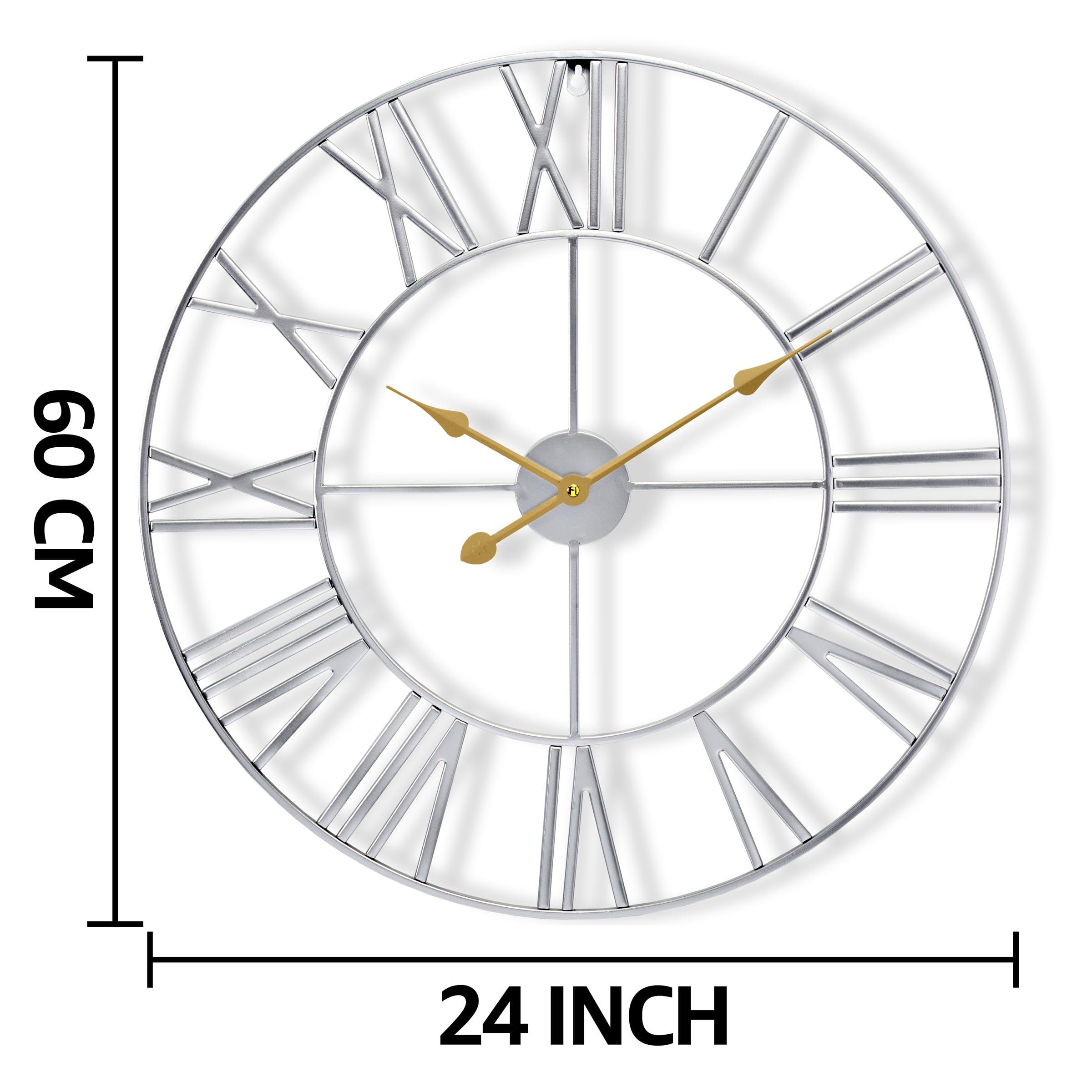 Sorbus Large Wall Clock for Living Room Decor - 24 inch Big Wall Clock Decorative - Battery Operated - Roman Numeral Analog Large Clock for Bedroom, Room, Home, Kitchen, Office, Wall Decor (Silver) - Image 3