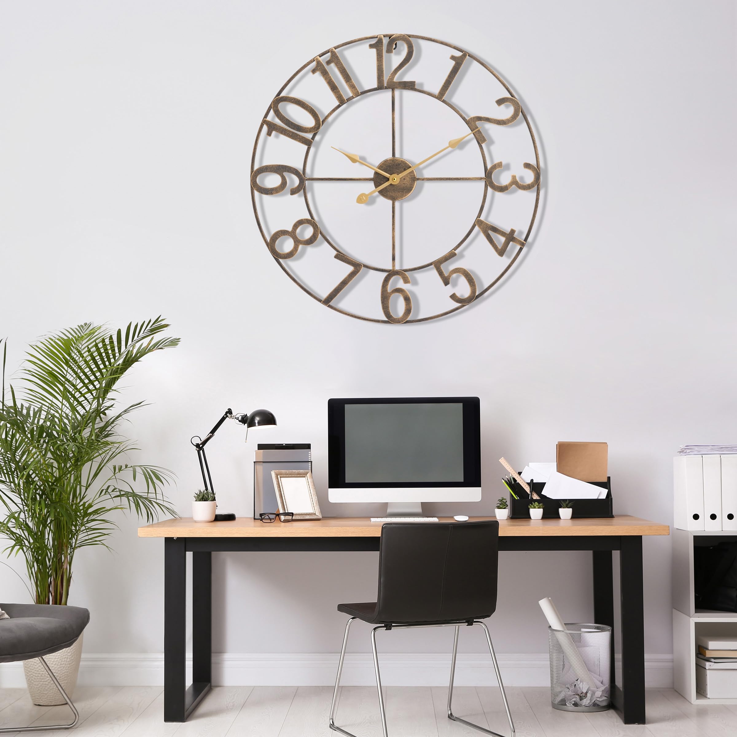 Sorbus Large Wall Clock for Living Room Decor - Wall Clock for Kitchen - 32 inch Big Wall Clock Decorative - Metal Wall Art - Analog Large Clock for Bedroom, Home, Kitchen, Office, Wall Decor (Bronze) - Image 2