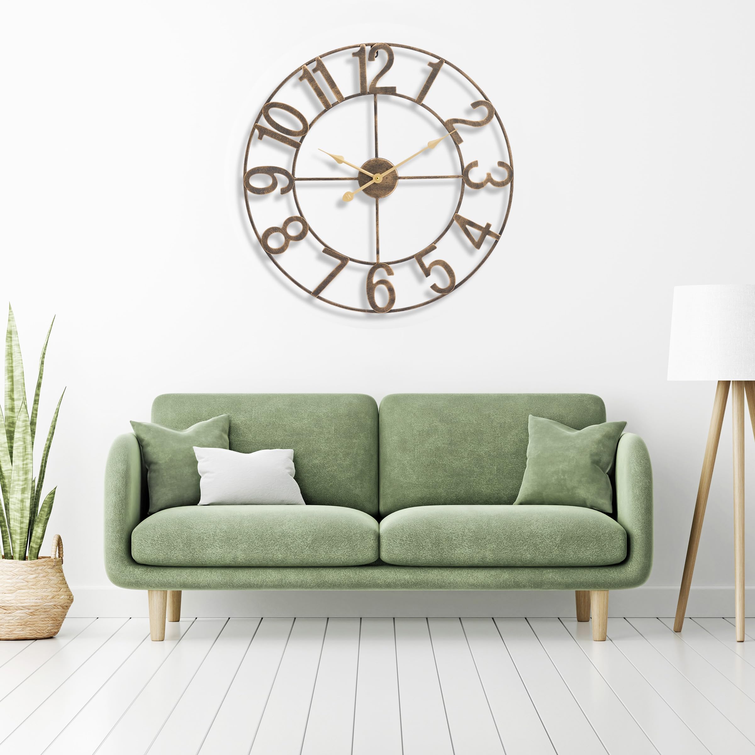 Sorbus Large Wall Clock for Living Room Decor - Wall Clock for Kitchen - 32 inch Big Wall Clock Decorative - Metal Wall Art - Analog Large Clock for Bedroom, Home, Kitchen, Office, Wall Decor (Bronze) - Image 3