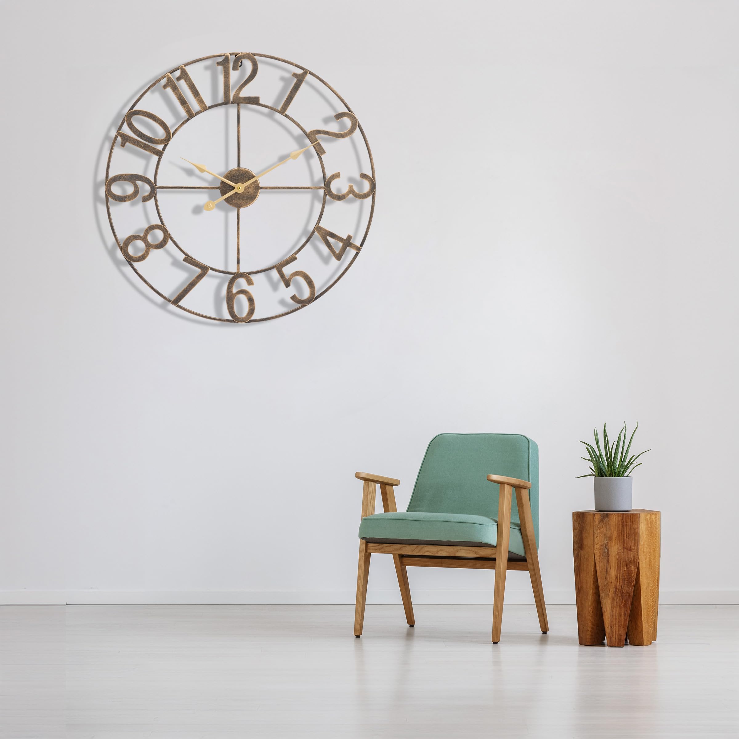 Sorbus Large Wall Clock for Living Room Decor - Wall Clock for Kitchen - 32 inch Big Wall Clock Decorative - Metal Wall Art - Analog Large Clock for Bedroom, Home, Kitchen, Office, Wall Decor (Bronze) - Image 4