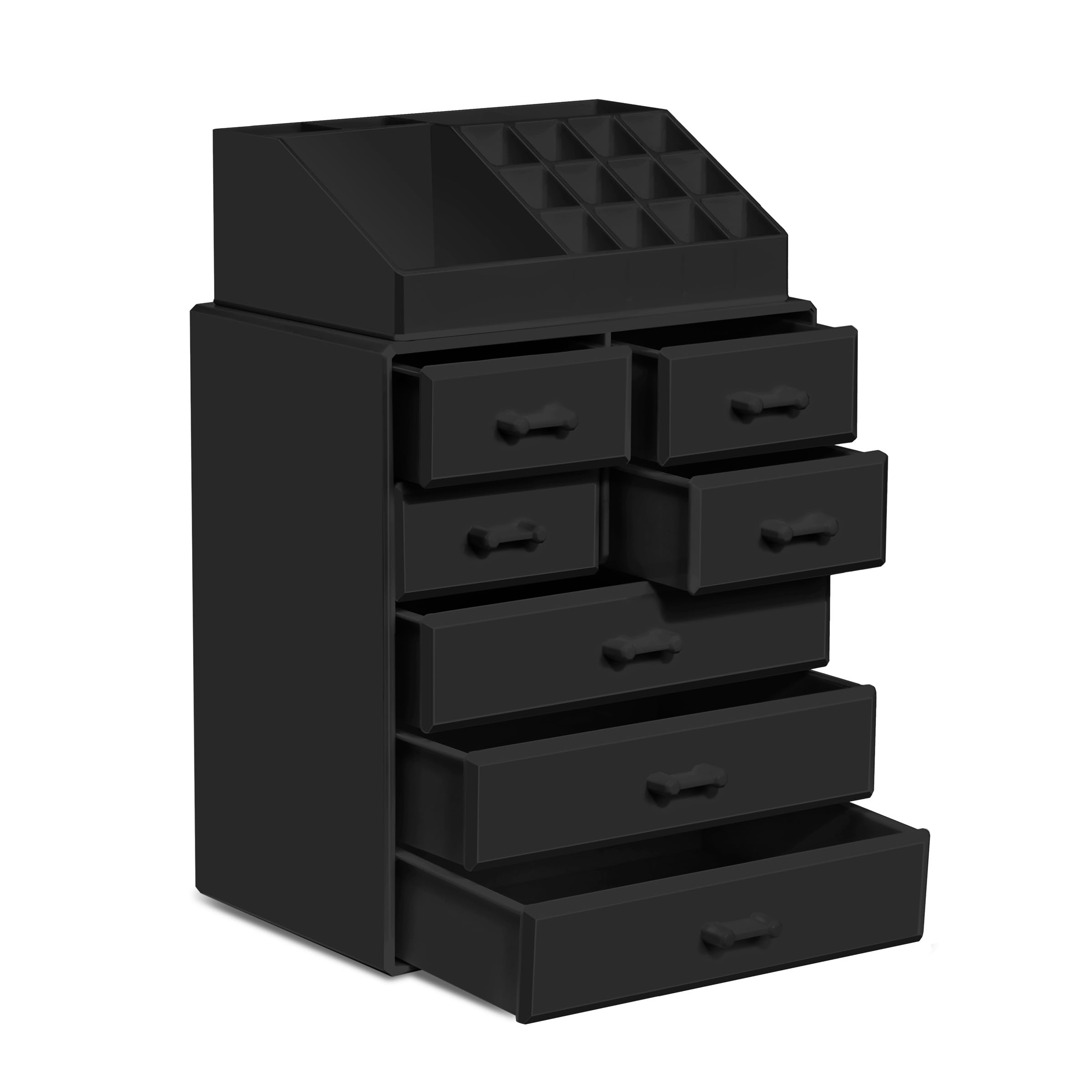 Sorbus Makeup Organizer, Brush Holder and Make Up Storage Drawers - Acrylic Makeup organizer for vanity, Bathroom - Cosmetic Display Cases with 3 large, 4 Small Drawers & 1 Tray for Makeup Brush - Image 8