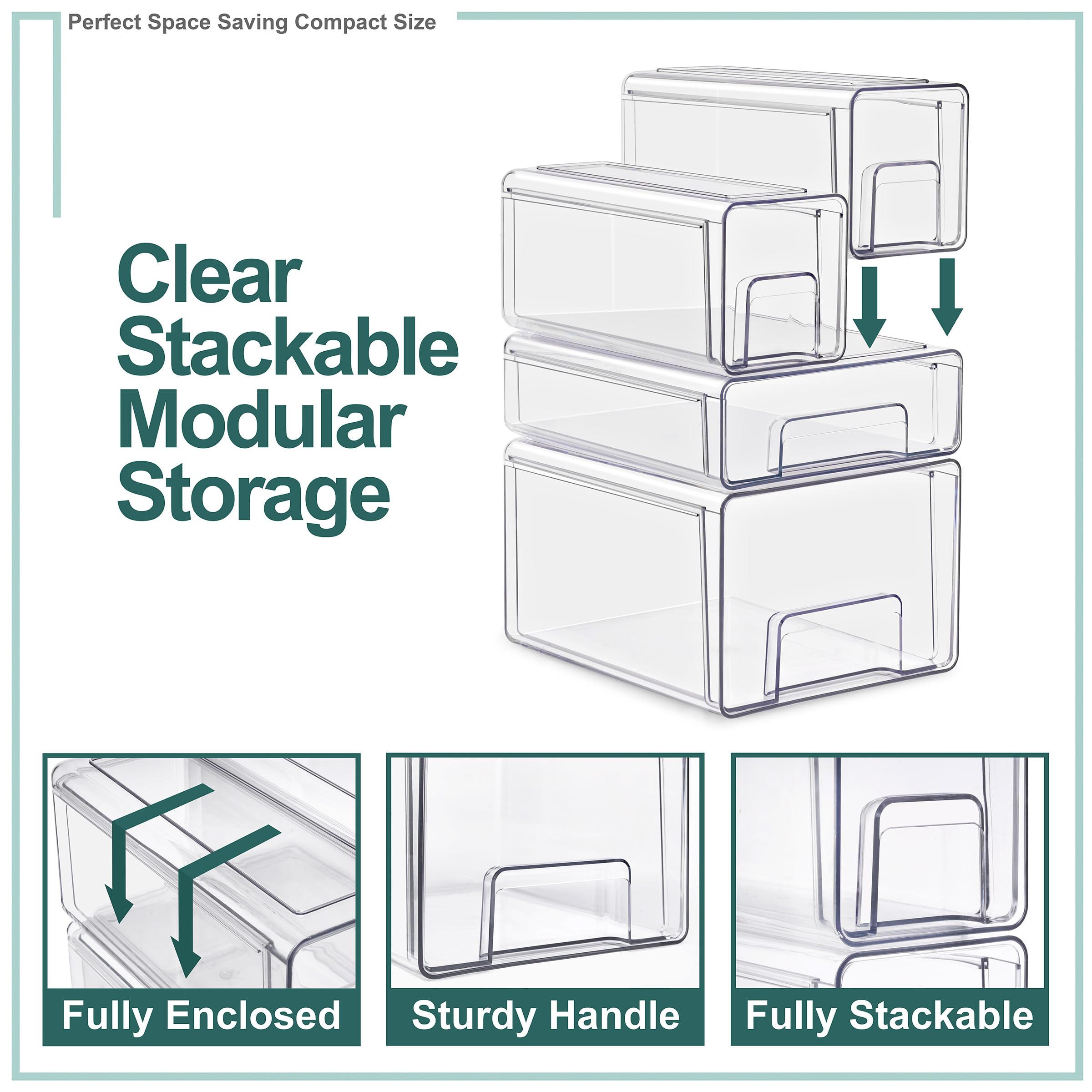 Sorbus Medium Clear Stackable Storage Drawers – 2-Pack Plastic Organizer Bins with Handles – Pull-Out Stackable Drawers for Bathroom Closet, Medicine, Cabinet, Pantry Storage, Baby Bottle Organizer - Image 5