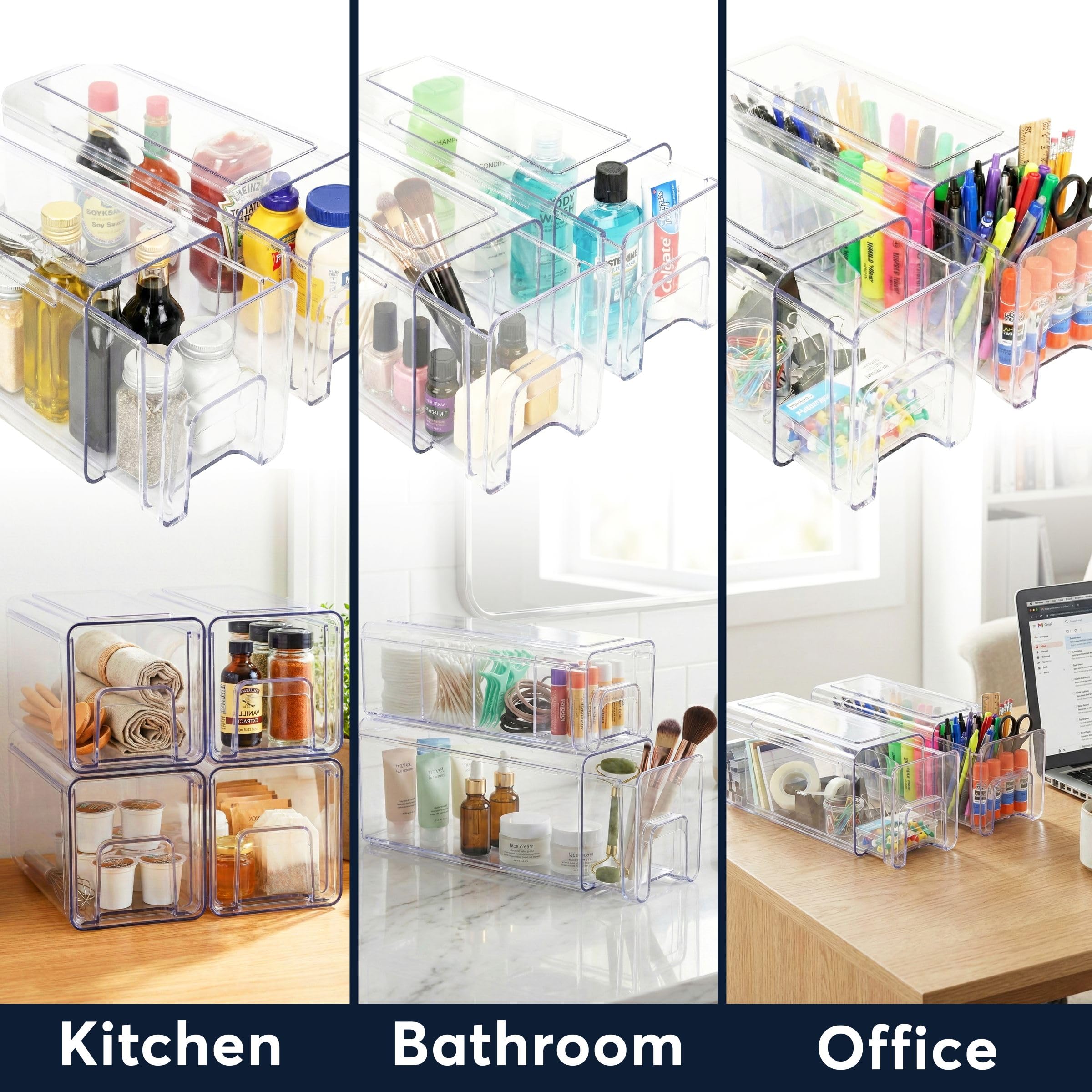 Sorbus Medium Clear Stackable Storage Drawers – 2-Pack Plastic Organizer Bins with Handles – Pull-Out Stackable Drawers for Bathroom Closet, Medicine, Cabinet, Pantry Storage, Baby Bottle Organizer - Image 7