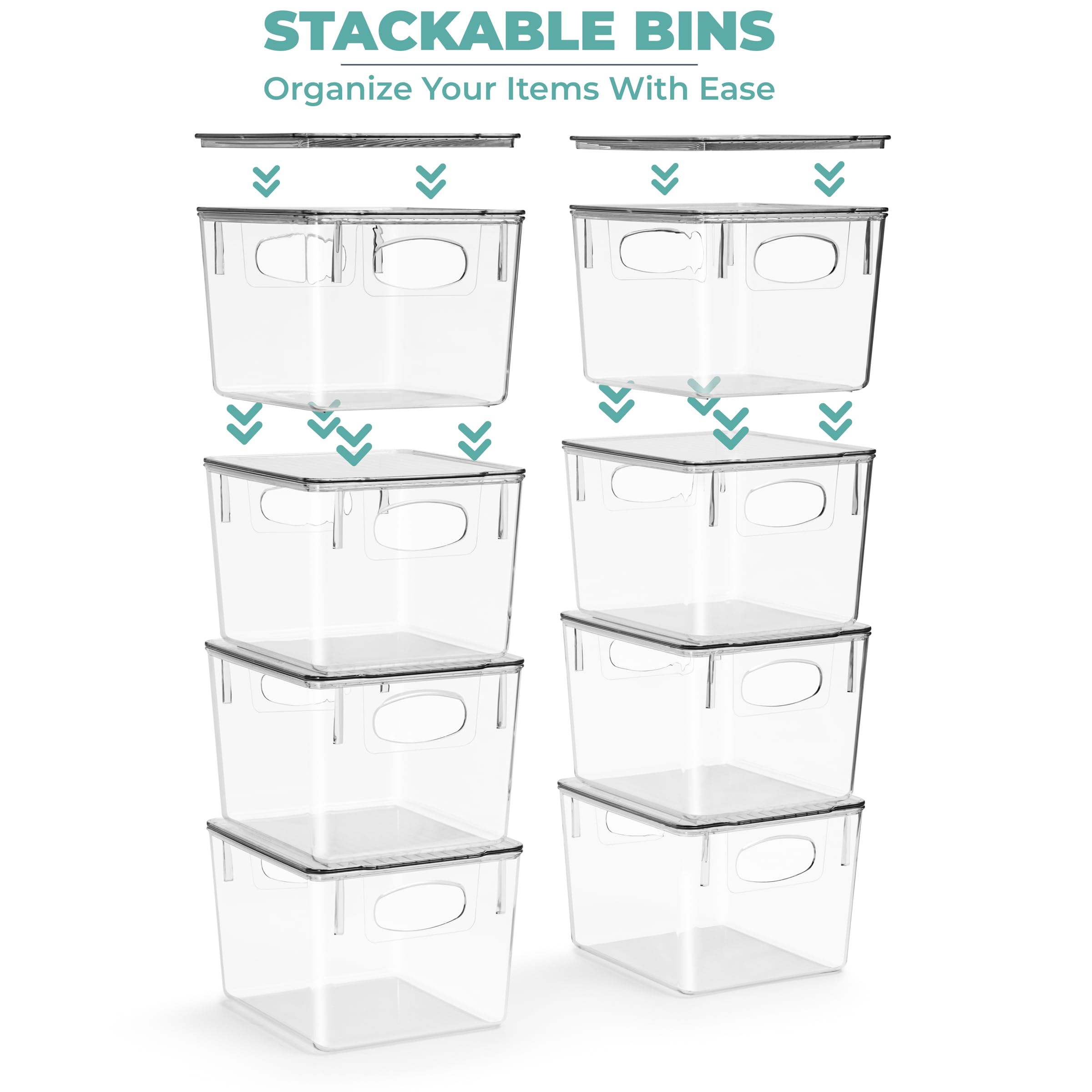 Sorbus Medium Plastic Storage Bins with Lids (8 Pack) – Clear Bins for Kitchen, Pantry, Fridge, Cabinet, and Refrigerator Organization – Stackable Storage Containers - Image 4