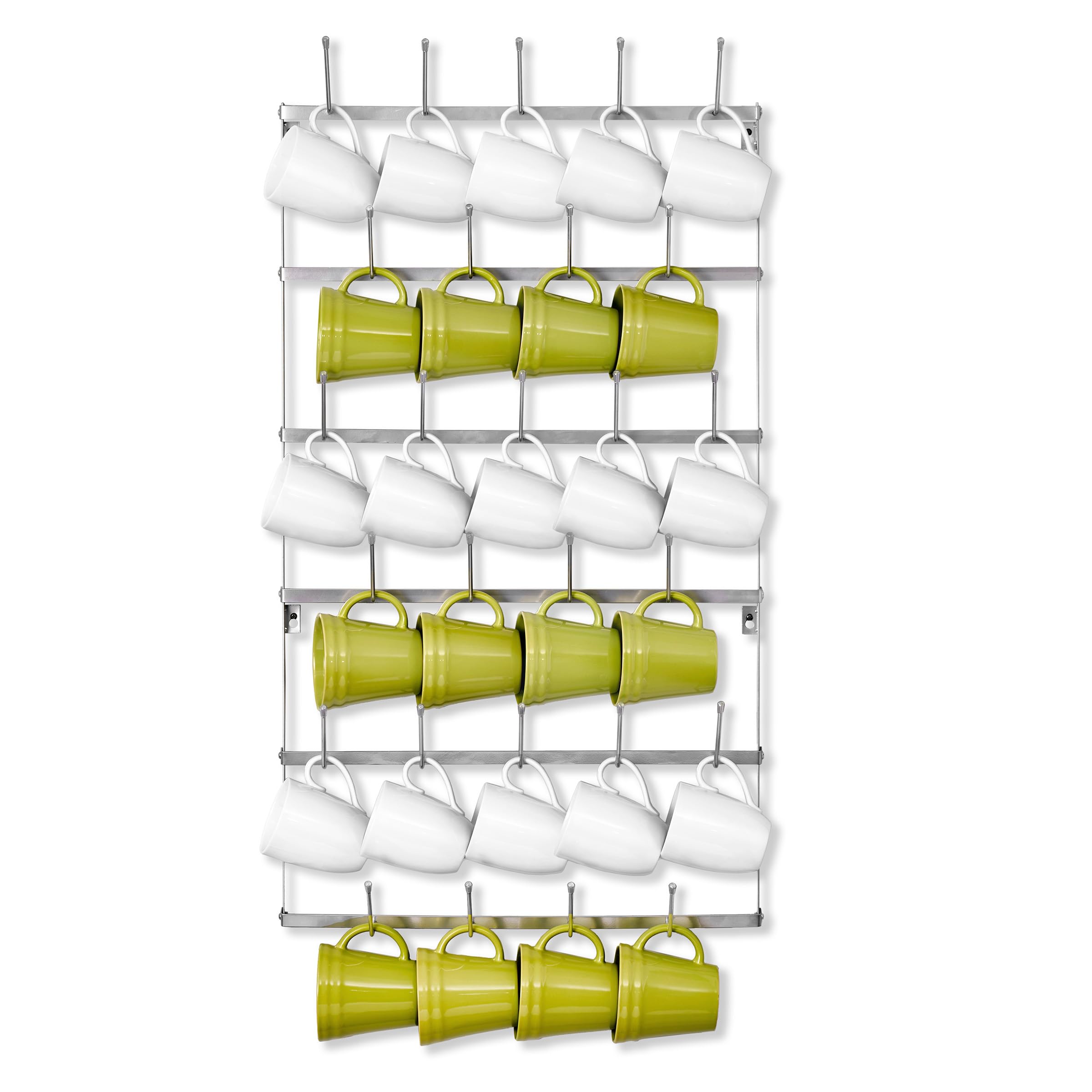 Sorbus Mug Rack for Wall - Large Rustic Coffee Mug Holder Wall Mount with 27 Hooks, Coffee Cup Display Rack, 6-Tier Metal Mug Organizer for Home, Kitchen & Bar, Coffee Station, Dining Room