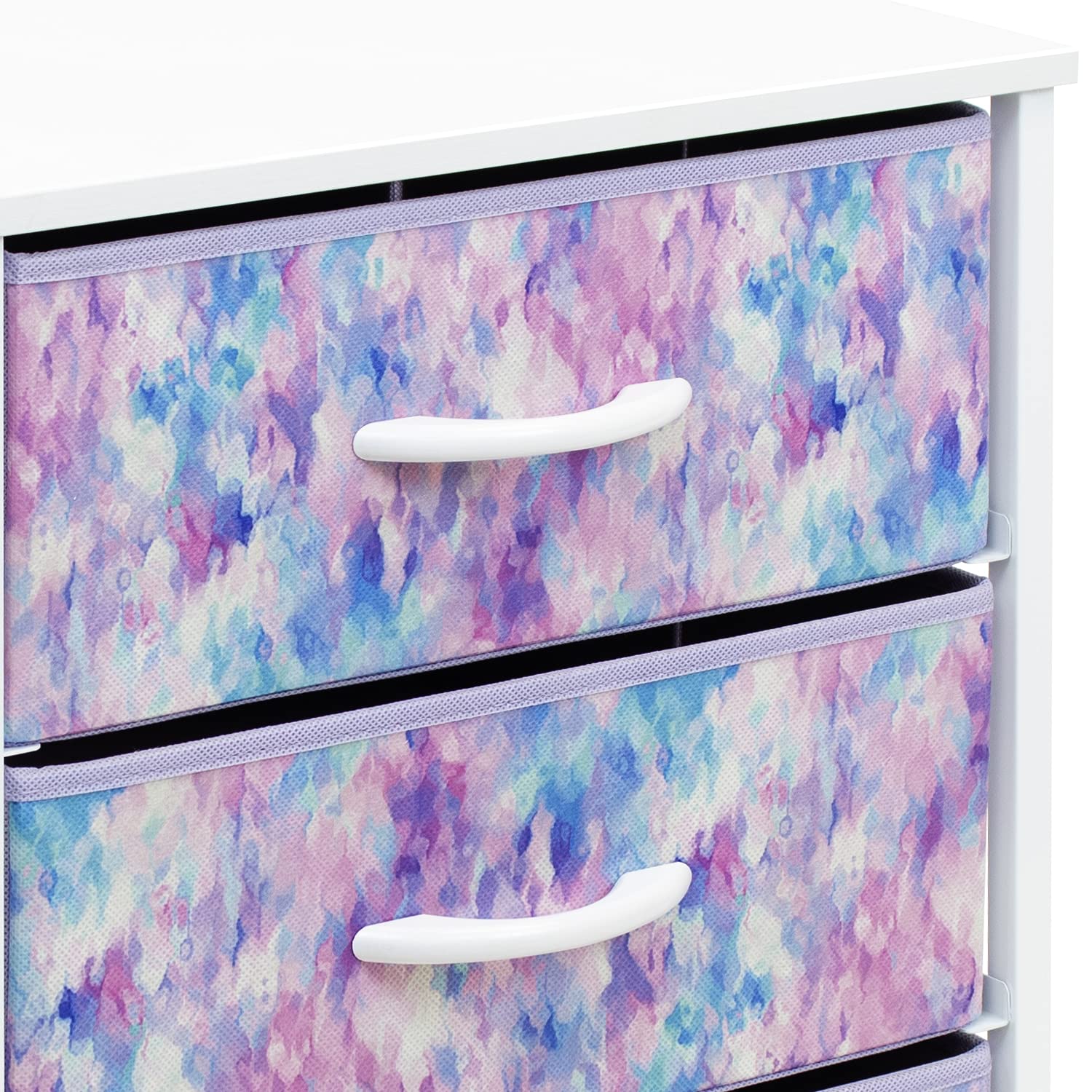 Sorbus Nightstand Storage Organizer with 3 Drawers - Kids Girls, Boys Bedroom Furniture Storage Chest for Clothes, Closet Organization - Steel Frame, Wood Top, Tie-dye Fabric Bin (Blue/Pink/Purple) - Image 7