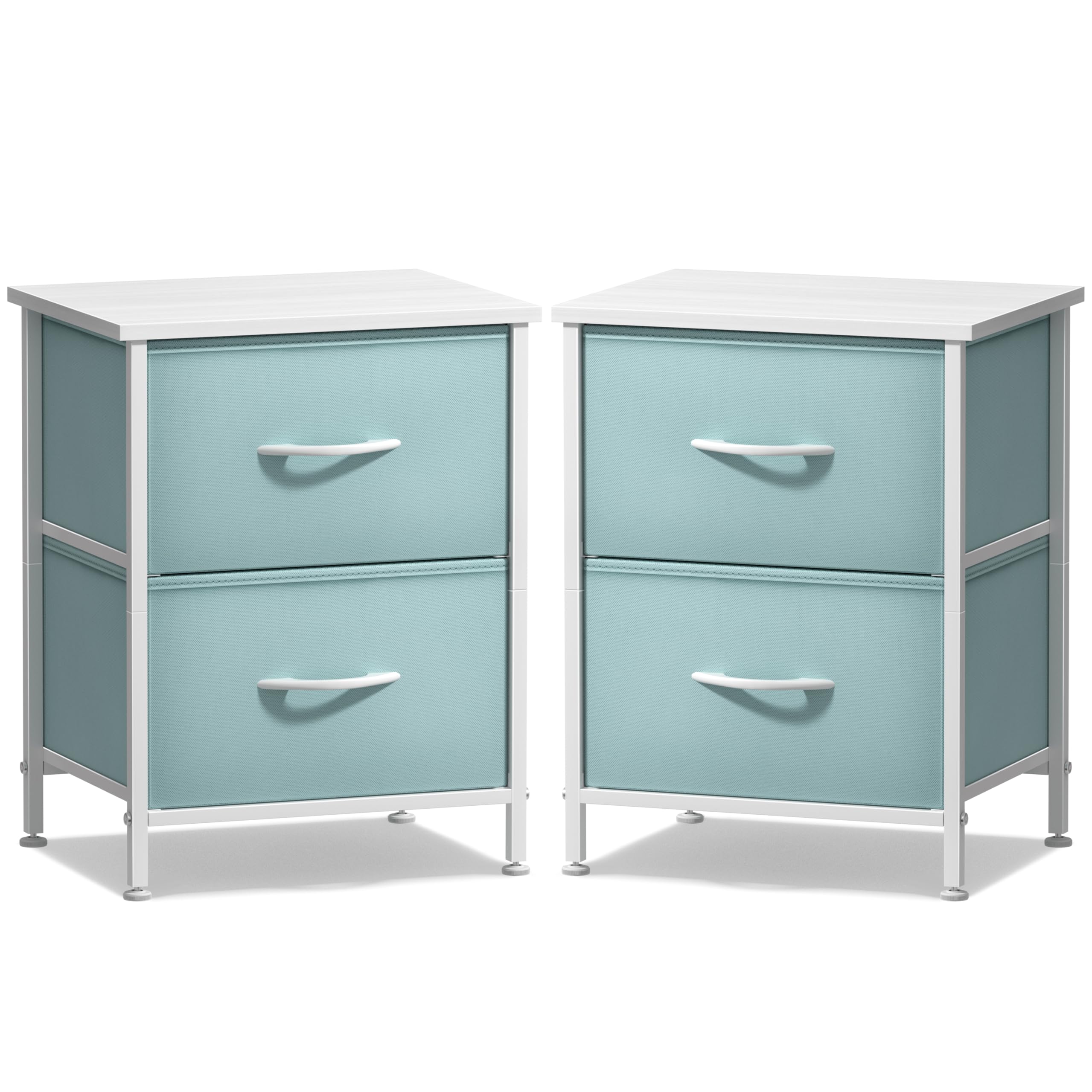 Sorbus Nightstand with 2 Drawers - Kids Bedside Furniture End Table Night Stand - Steel Frame, Wood Top & Easy Pull Fabric Bins - Dresser & Chest for Home, Bedroom Accessories, Office & Dorm (2 Pack) - Image 7