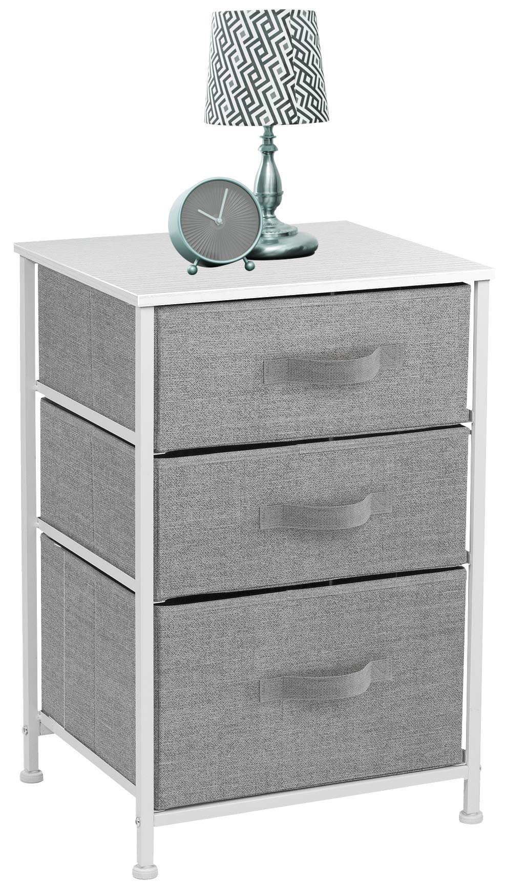 Sorbus Nightstand with 3 Drawers - Bedside Furniture End Table Night Stand with Steel Frame, Wood Top & Easy Pull Fabric Bins - Small Dresser & Chest for Home, Bedroom Accessories & Office - Image 5