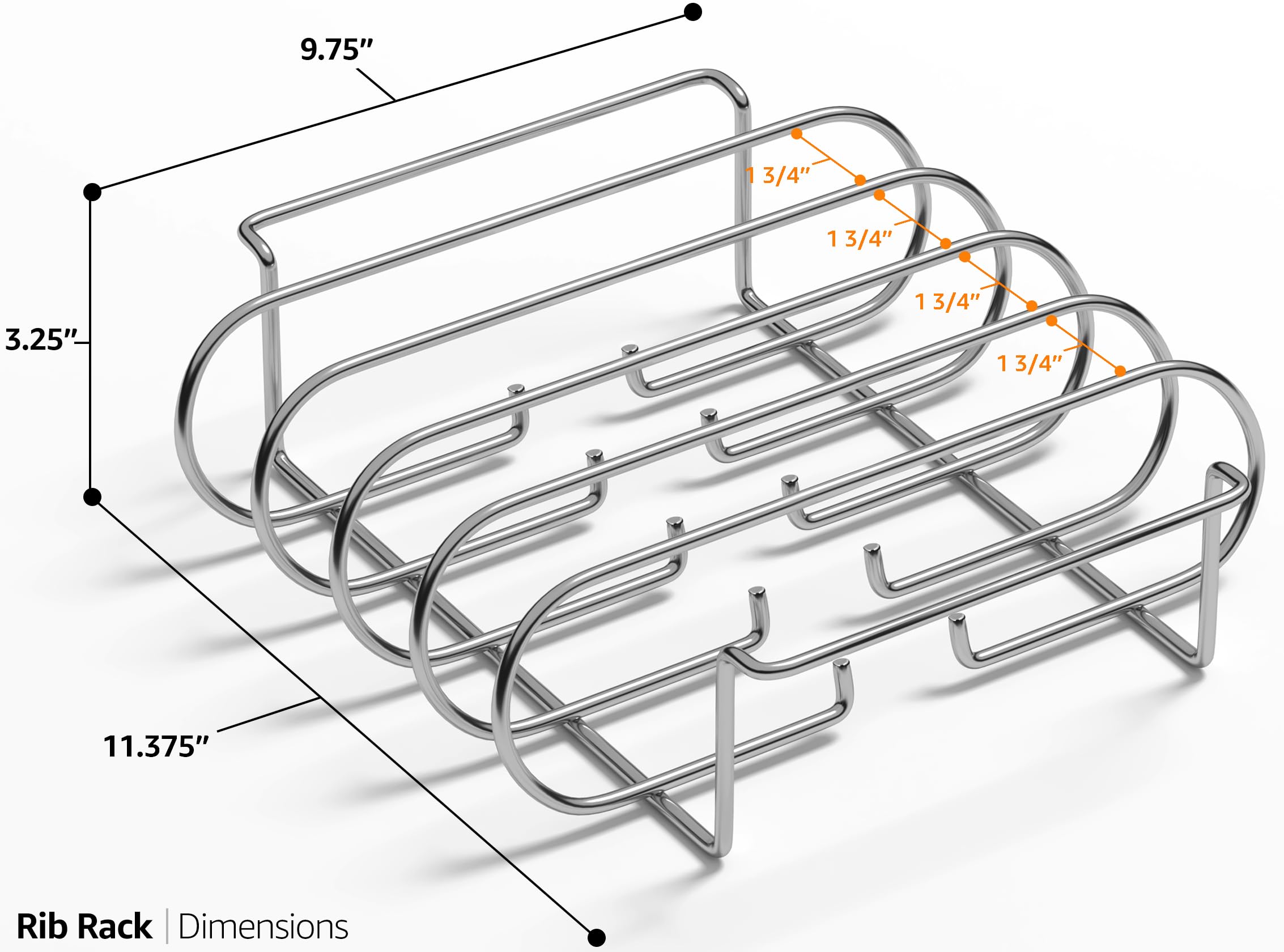 Sorbus Non-Stick Rib Rack - Porcelain Coated Steel Roasting Stand – Holds 4 Rib Racks for Grilling & Barbecuing - Perfect BBQ Accessories for Smoker and Grill - Durable and Convenient Design (Silver) - Image 5