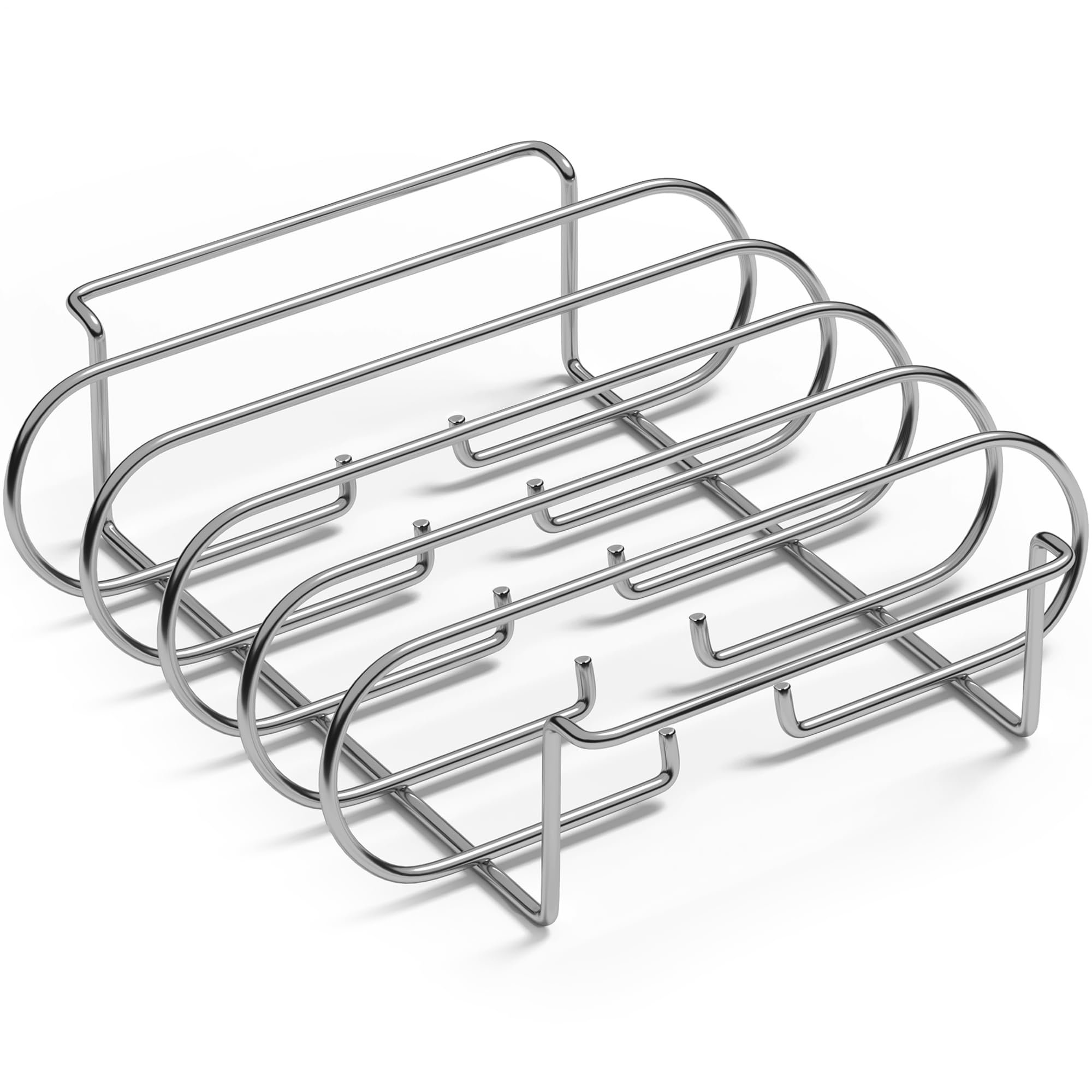 Sorbus Non-Stick Rib Rack - Porcelain Coated Steel Roasting Stand – Holds 4 Rib Racks for Grilling & Barbecuing - Perfect BBQ Accessories for Smoker and Grill - Durable and Convenient Design (Silver) - Image 8