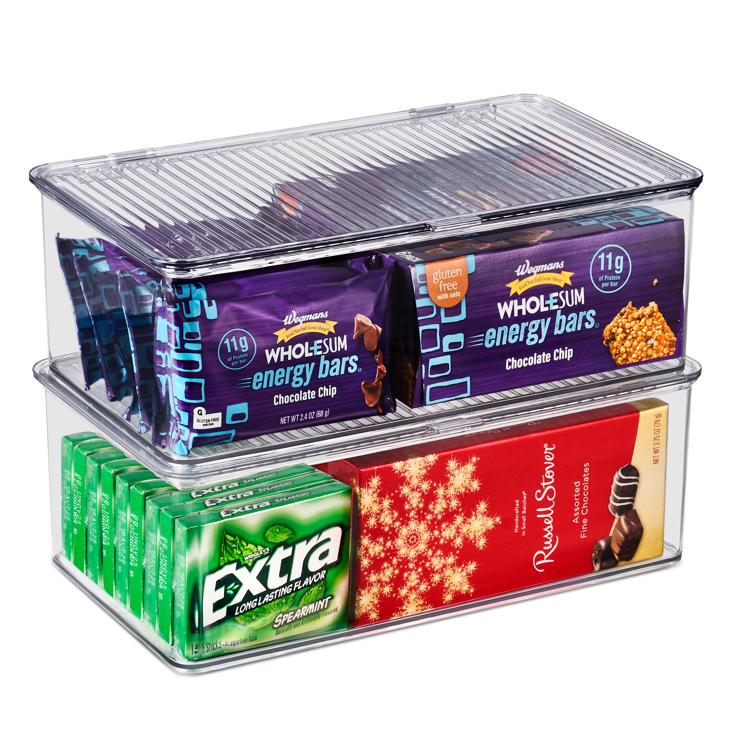 Sorbus Pantry Storage Organizer with Lids- Clear Plastic Refrigerator Organizer Bins- Multi Purpose & Versatile Stackable Cabinet Organizers- Cosmetics, Laundry, Office Supplies Food Organizer- 2 Pack - Image 2