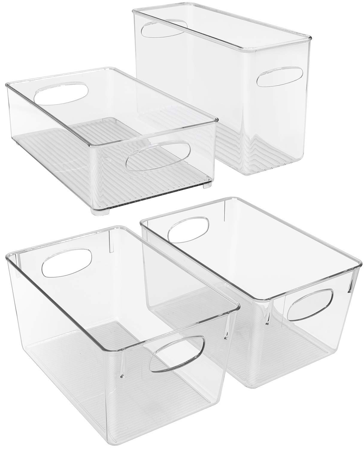 Sorbus Plastic Storage Bins Stackable Clear Pantry Organizer Box Bin for Organizing Kitchen Fridge, Food, Snack Pantry, Fruit, Vegetables, Bathroom, Wide & Narrow Deep Container Set - Image 4