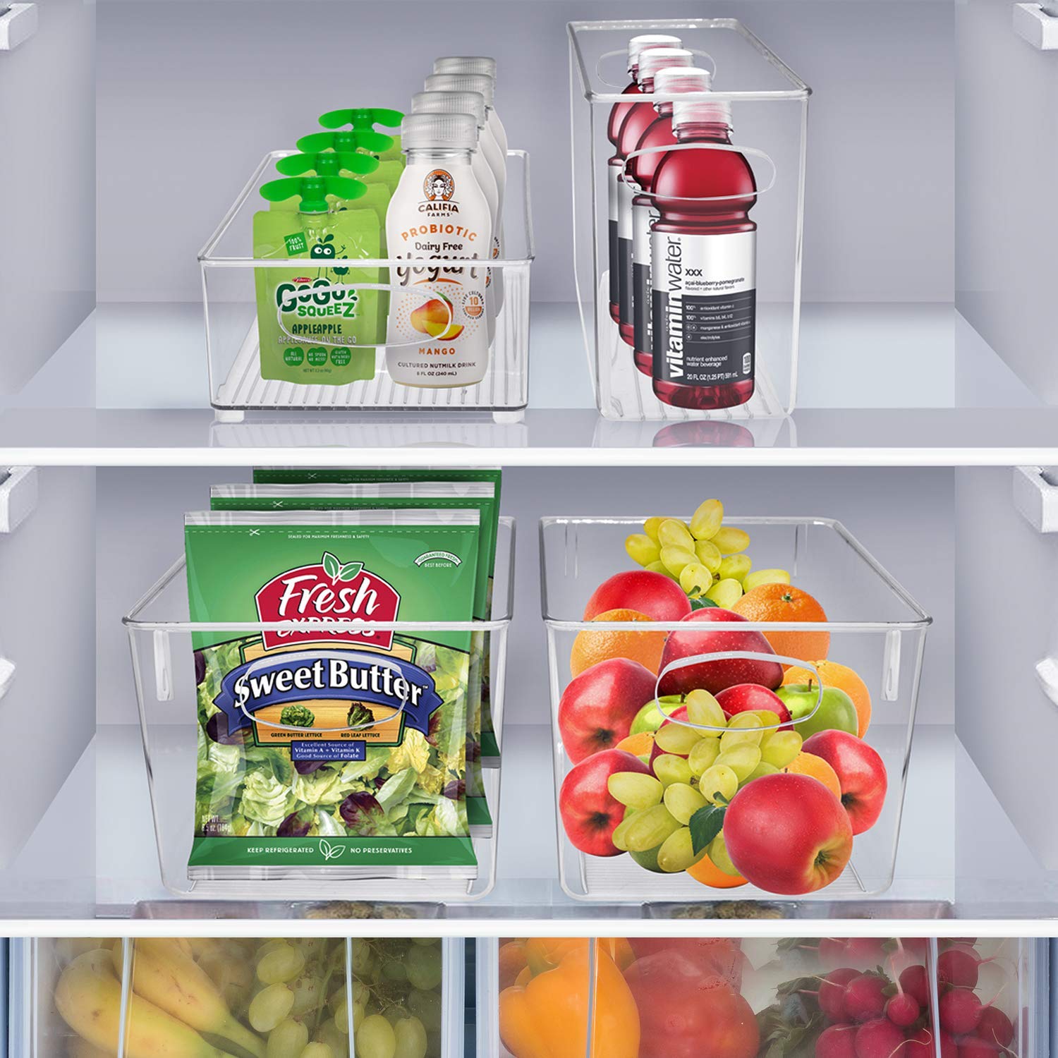 Sorbus Plastic Storage Bins Stackable Clear Pantry Organizer Box Bin for Organizing Kitchen Fridge, Food, Snack Pantry, Fruit, Vegetables, Bathroom, Wide & Narrow Deep Container Set - Image 5