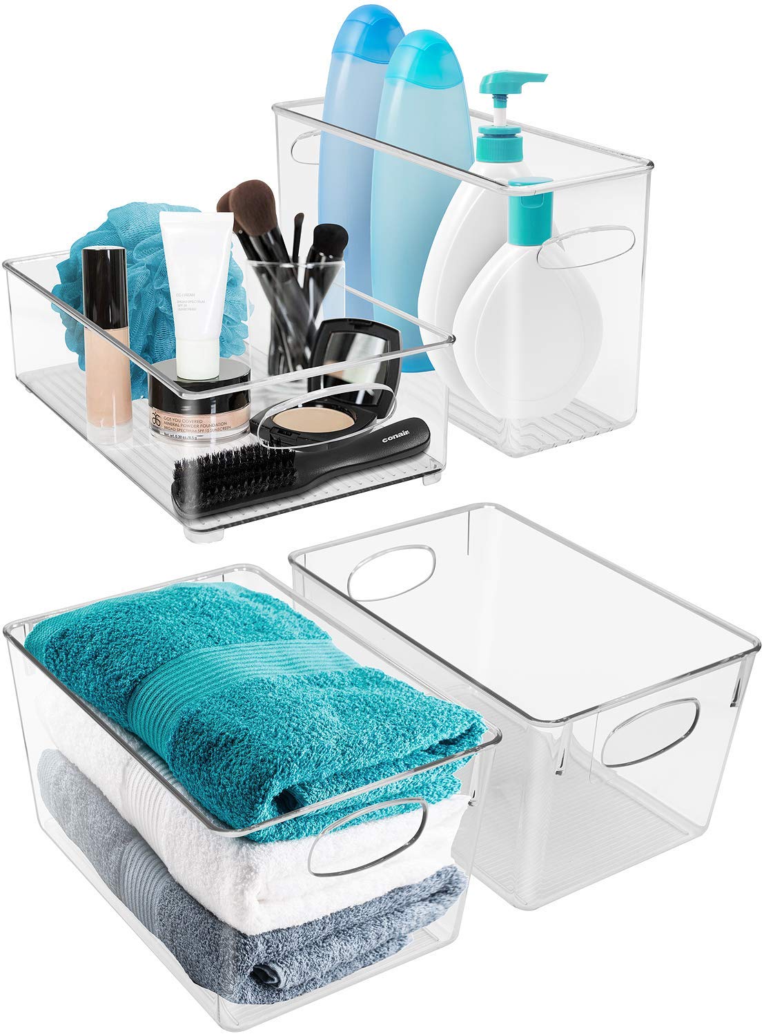 Sorbus Plastic Storage Bins Stackable Clear Pantry Organizer Box Bin for Organizing Kitchen Fridge, Food, Snack Pantry, Fruit, Vegetables, Bathroom, Wide & Narrow Deep Container Set - Image 6