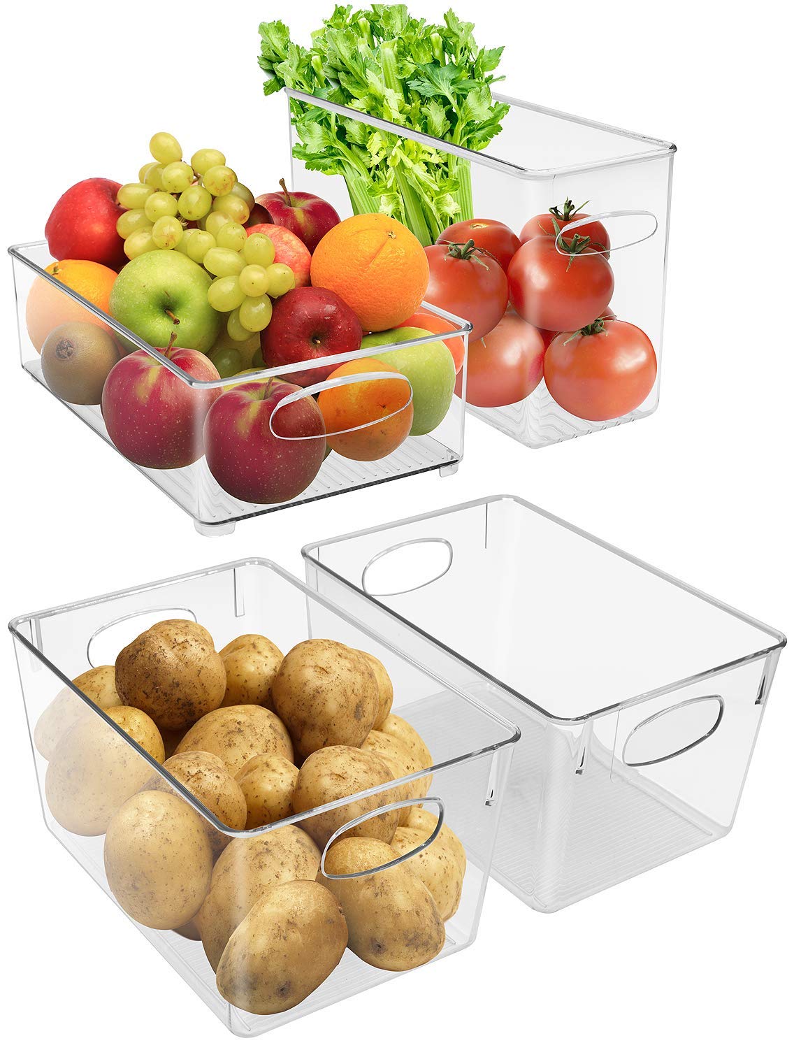 Sorbus Plastic Storage Bins Stackable Clear Pantry Organizer Box Bin for Organizing Kitchen Fridge, Food, Snack Pantry, Fruit, Vegetables, Bathroom, Wide & Narrow Deep Container Set - Image 7