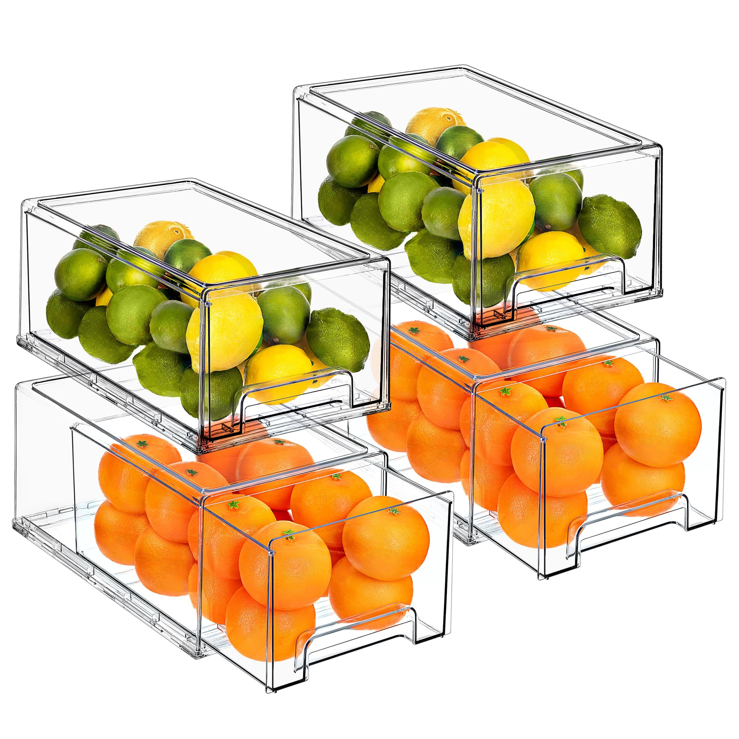 Sorbus Plastic Storage Bins Stackable Clear Pantry Organizer Box Bin for Organizing Kitchen Fridge, Food, Snack Pantry, Fruit, Vegetables, Bathroom, Wide & Narrow Deep (4 Pack) - Image 2