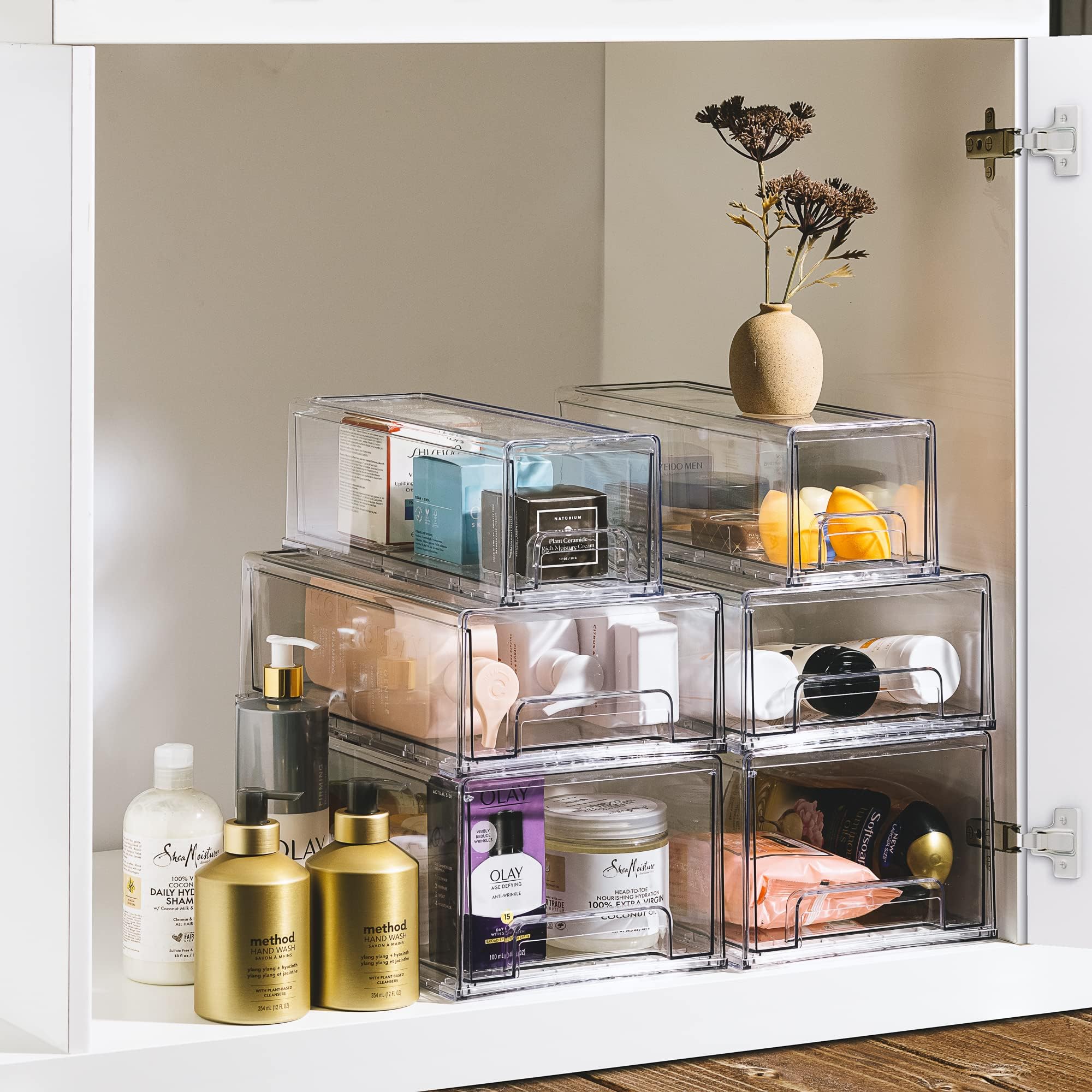 Sorbus Plastic Storage Bins Stackable Clear Pantry Organizer Box Bin for Organizing Kitchen Fridge, Food, Snack Pantry, Fruit, Vegetables, Bathroom, Wide & Narrow Deep (4 Pack) - Image 7