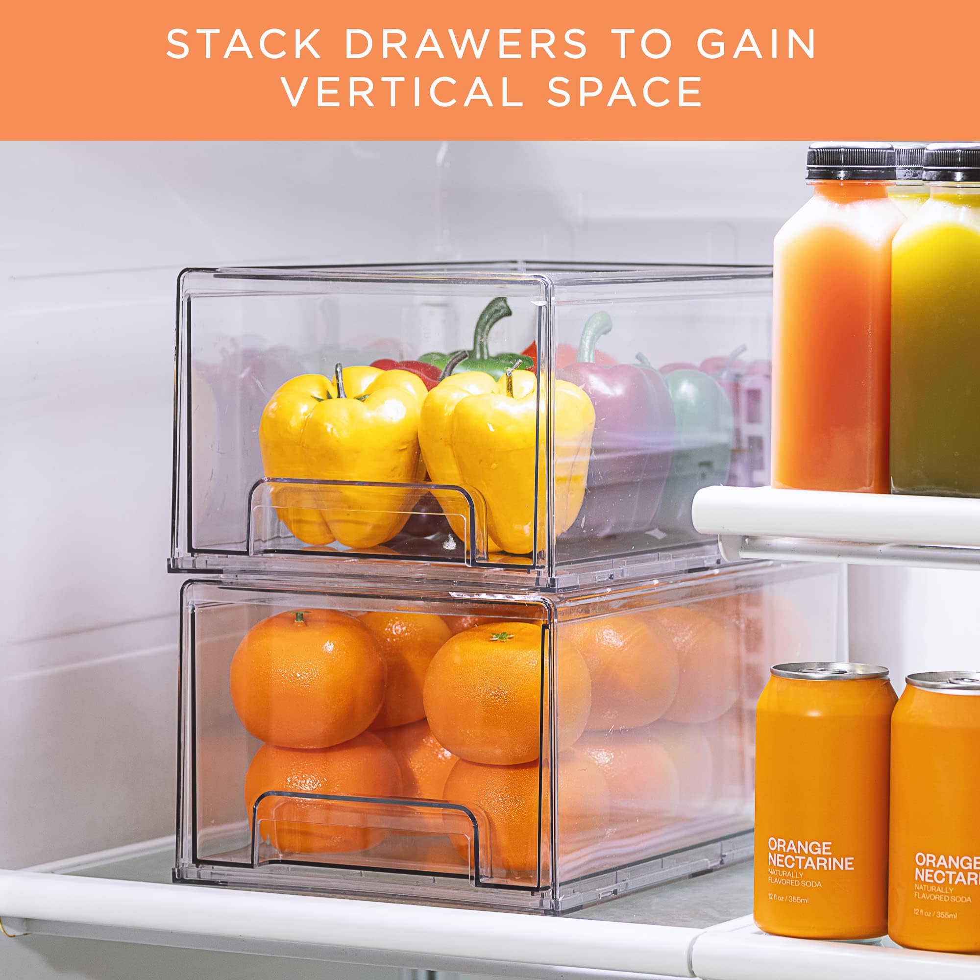 Sorbus Plastic Storage Bins Stackable Clear Pantry Organizer Box Bin for Organizing Kitchen Fridge, Food, Snack Pantry, Fruit, Vegetables, Bathroom, Wide & Narrow Deep (4 Pack) - Image 8