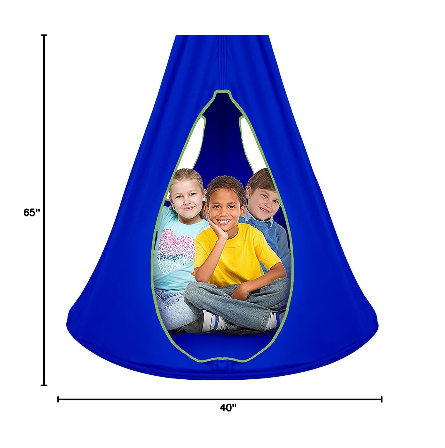 Sorbus Pod Swing for Kids - Durable Hanging Hammock Chair w/Adjustable Rope - 2 Windows & 1 Entrance - Tree Tent Sensory Swing for Kids Indoor Outdoor Use - 250lbs Sturdy Nest Swing - (40", Blue) - Image 8