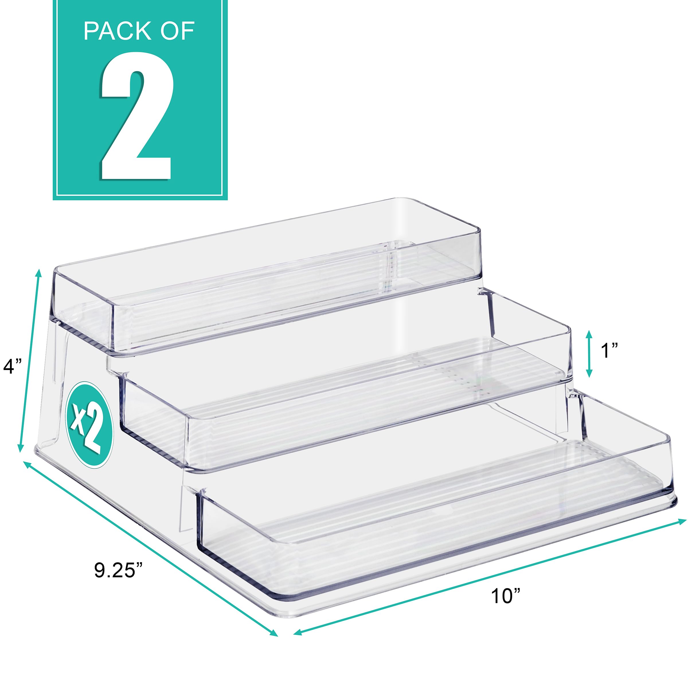 Sorbus Premium 3-Tier Spice Rack Organizer - Acrylic Spice Organization for Cabinet, Multipurpose Shelf - Durable Spice Organizer for Kitchen, Pantry, Room, Office & Countertop - 2 Pack - Image 3