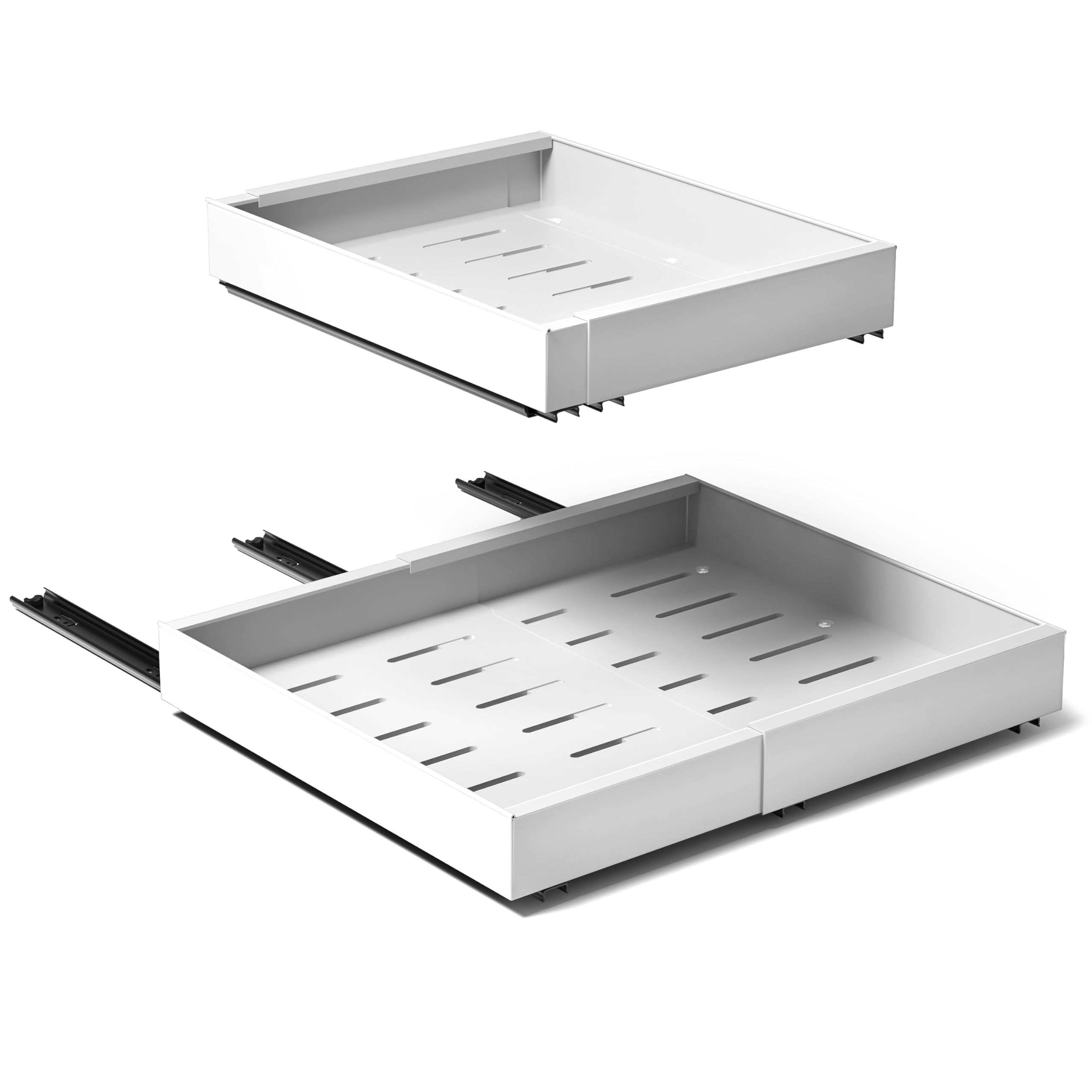 Sorbus Pull-Out Sliding Storage Rack for Kitchen & Bathroom, No-Drill Adjustable Shelf with Durable Metal, Non-Slip Grid Drawers, Waterproof Space Saver (White 2 Pack) - Image 8