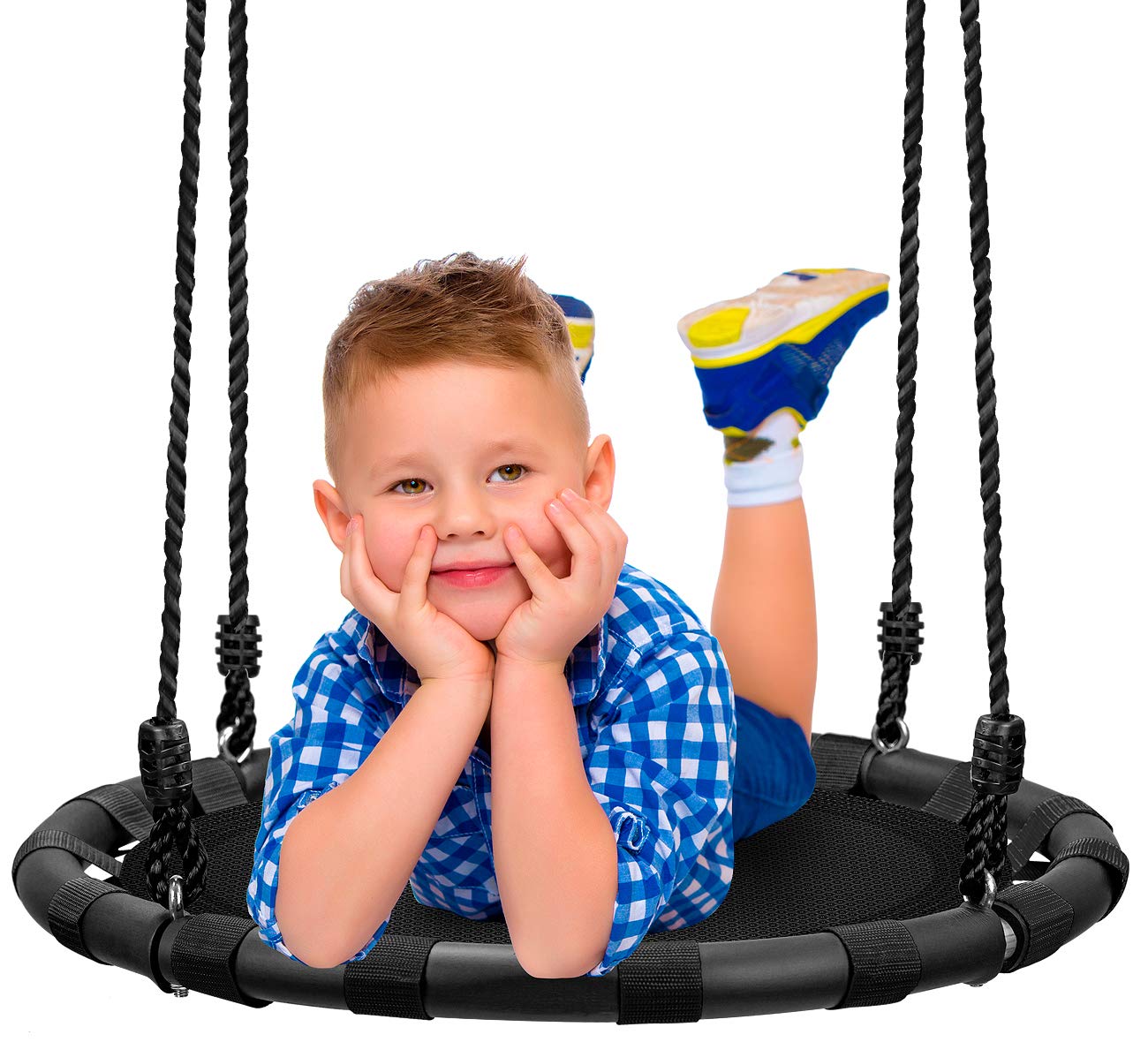 Sorbus Saucer Tree Swing - Kids Outdoor Disc Round Swing - 24" Heavy Duty 220lbs Seat - Easy Install Flying Saucer Web Circle - Perfect for Gift, Playground, Backyard, Indoor/Outdoor