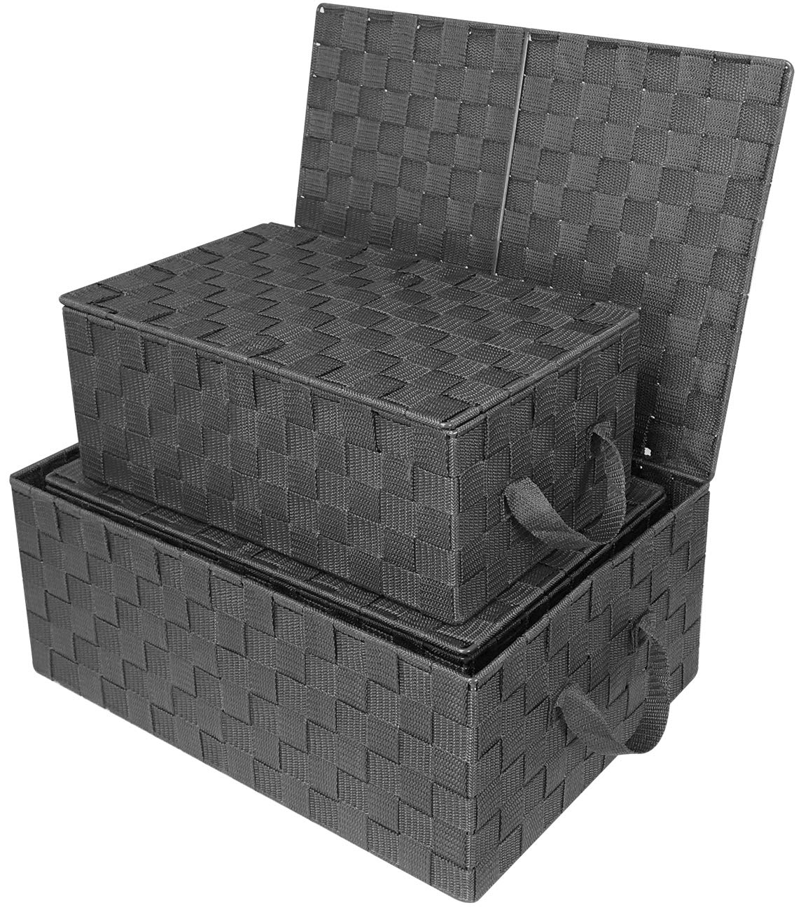 Sorbus Set of 3 Storage Baskets for Organizing with Lid, Mesh Hand-Woven Design, Linen Closet Organizers and Storage, Organizer Storage Baskets for Shelves, Variety Pack Organizers and Storage (Gray) - Image 5