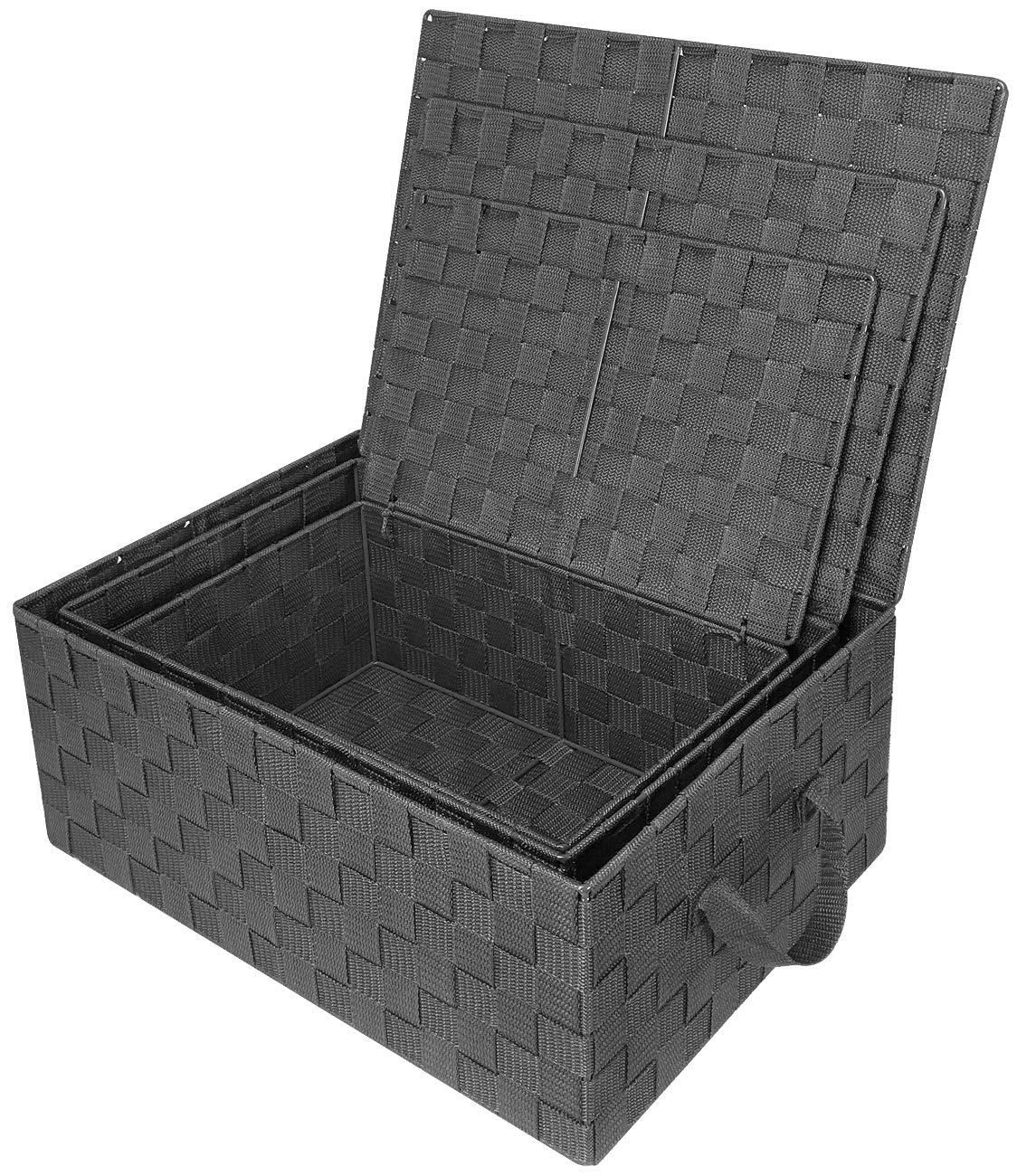 Sorbus Set of 3 Storage Baskets for Organizing with Lid, Mesh Hand-Woven Design, Linen Closet Organizers and Storage, Organizer Storage Baskets for Shelves, Variety Pack Organizers and Storage (Gray) - Image 6