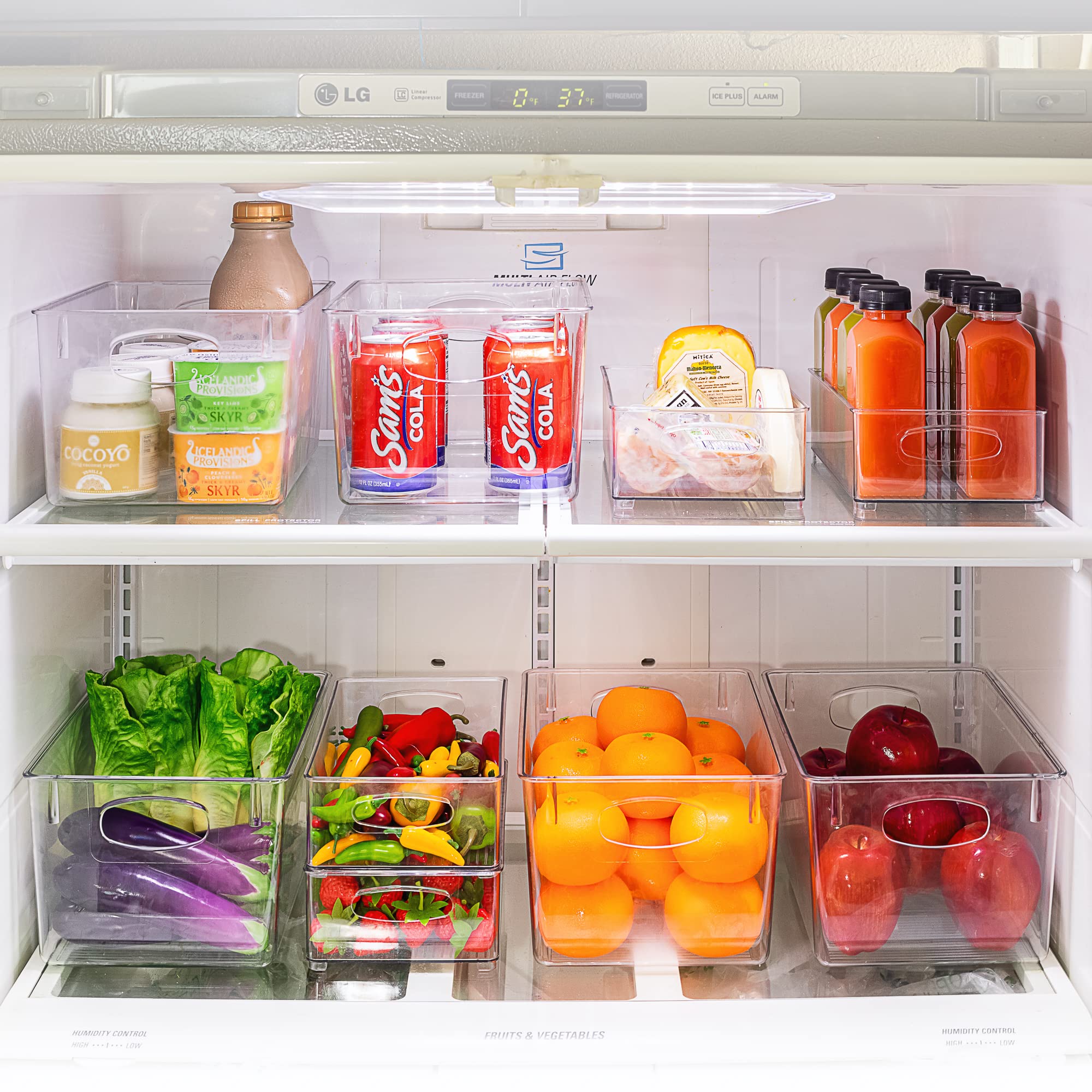 Sorbus Set of 8 Clear Fridge Organizers - Refrigerator & Pantry Bins for Organizing Food - 2 Different Sizes with Handles - Kitchen, Bathroom, & Closet Storage Containers - Image 3