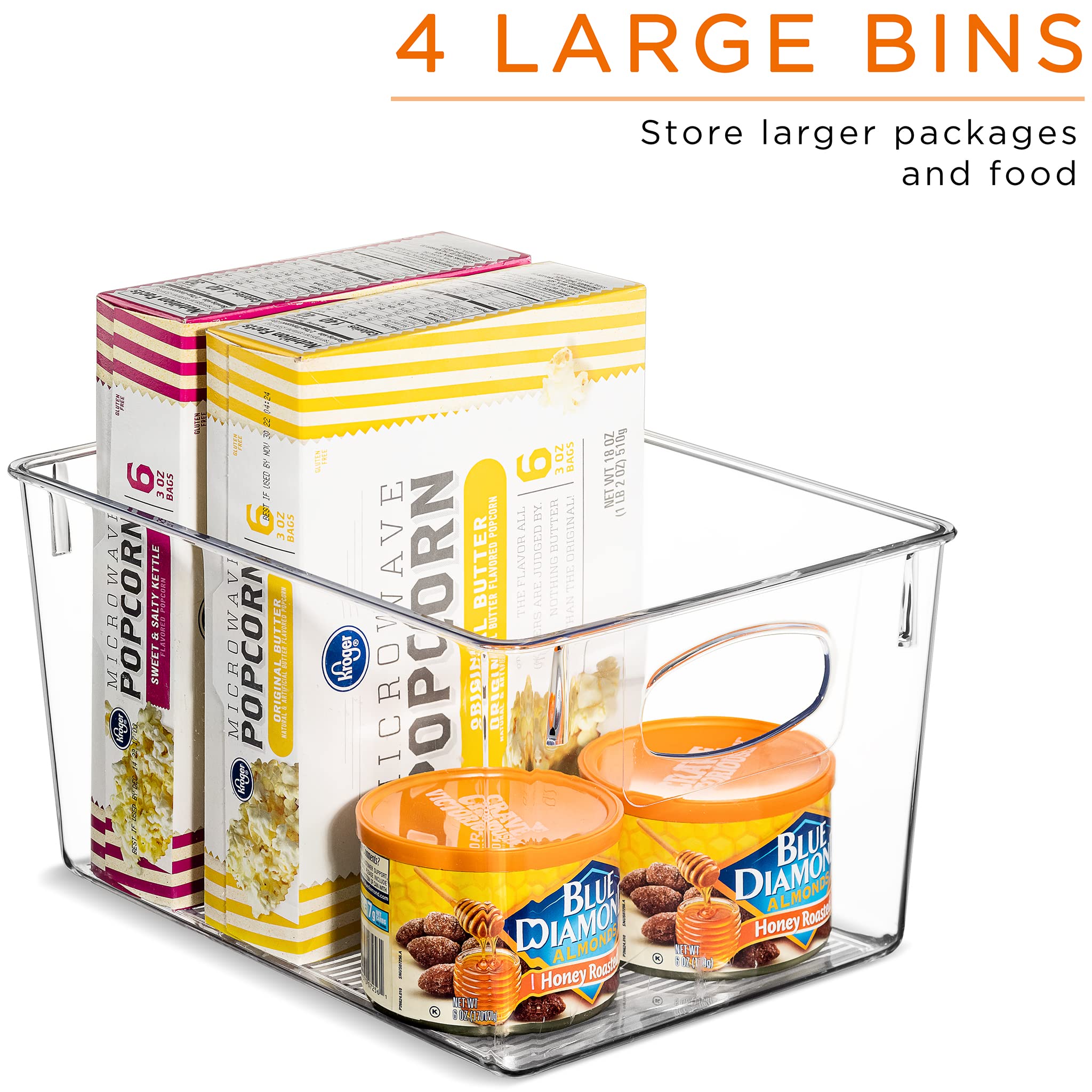 Sorbus Clear Plastic Fridge Organizer Bins, Versatile Kitchen, Cabinet, Food Pantry, Bathroom, Refrigerator Organization & Storage, Set of 10 Container Holders with Handles (4 Large 2 Medium 4 Small) - Image 4