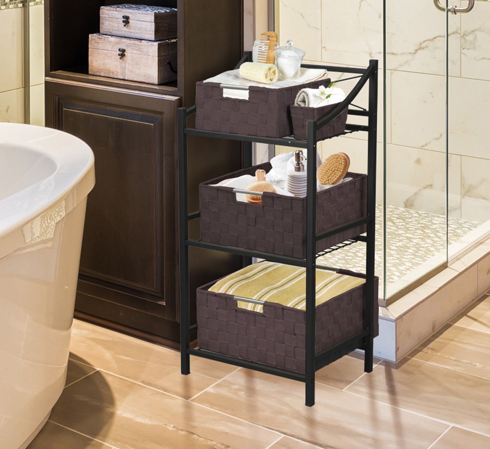 Sorbus Set of 9 Storage Baskets for Organizing, Mesh Hand-Woven Design, Linen Closet Organizers and Storage, Organizer Storage Baskets for Shelves, Variety Pack Organizers and Storage (Chocolate) - Image 3
