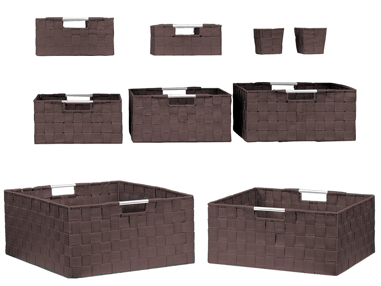 Sorbus Set of 9 Storage Baskets for Organizing, Mesh Hand-Woven Design, Linen Closet Organizers and Storage, Organizer Storage Baskets for Shelves, Variety Pack Organizers and Storage (Chocolate) - Image 7