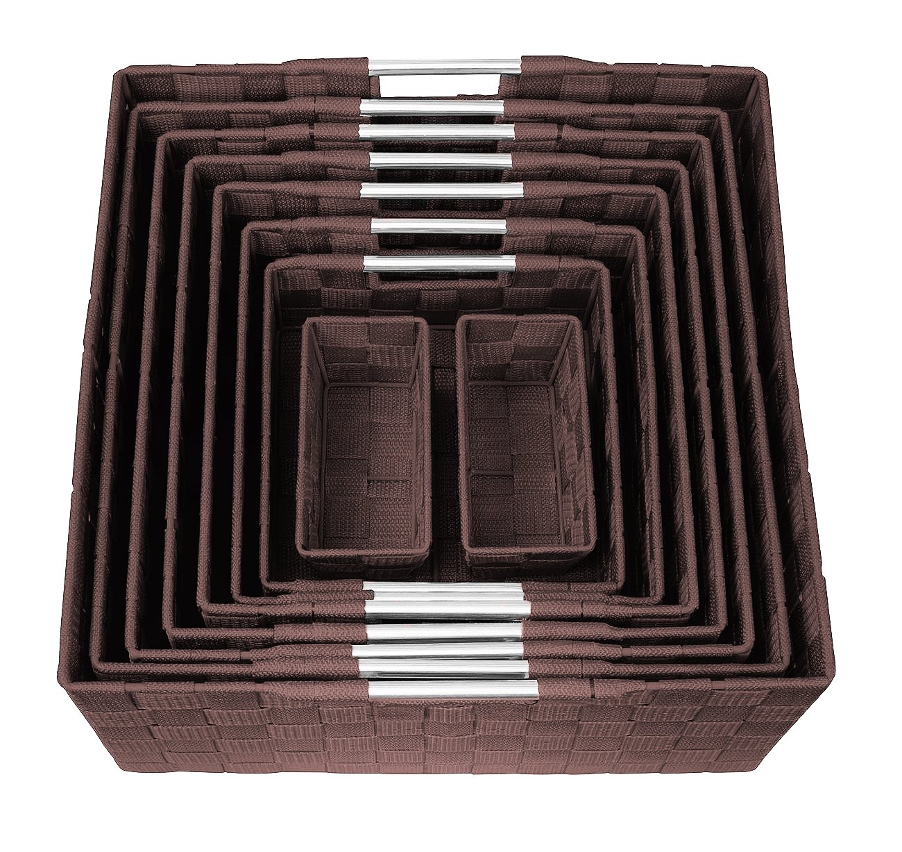 Sorbus Set of 9 Storage Baskets for Organizing, Mesh Hand-Woven Design, Linen Closet Organizers and Storage, Organizer Storage Baskets for Shelves, Variety Pack Organizers and Storage (Chocolate) - Image 8