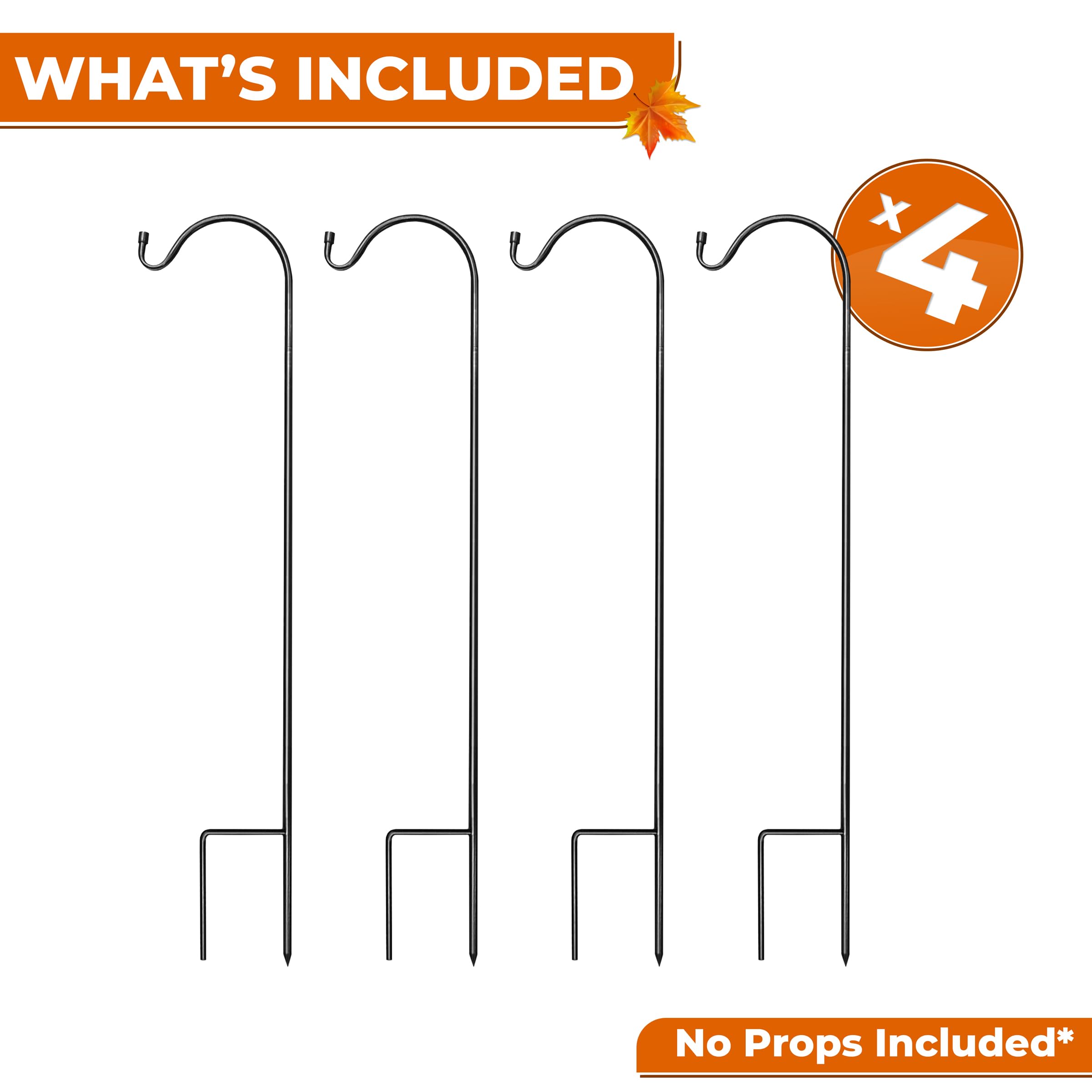 Sorbus Shepherd's Hooks - Set of 4 Extendable Halloween-Themed Garden Stakes for Outdoor Halloween Decorations, Bird Feeders, Lights, Lanterns, Plants - Heavy Duty, Holds Up to 6.5 Lbs. (4 Pack) - Image 4