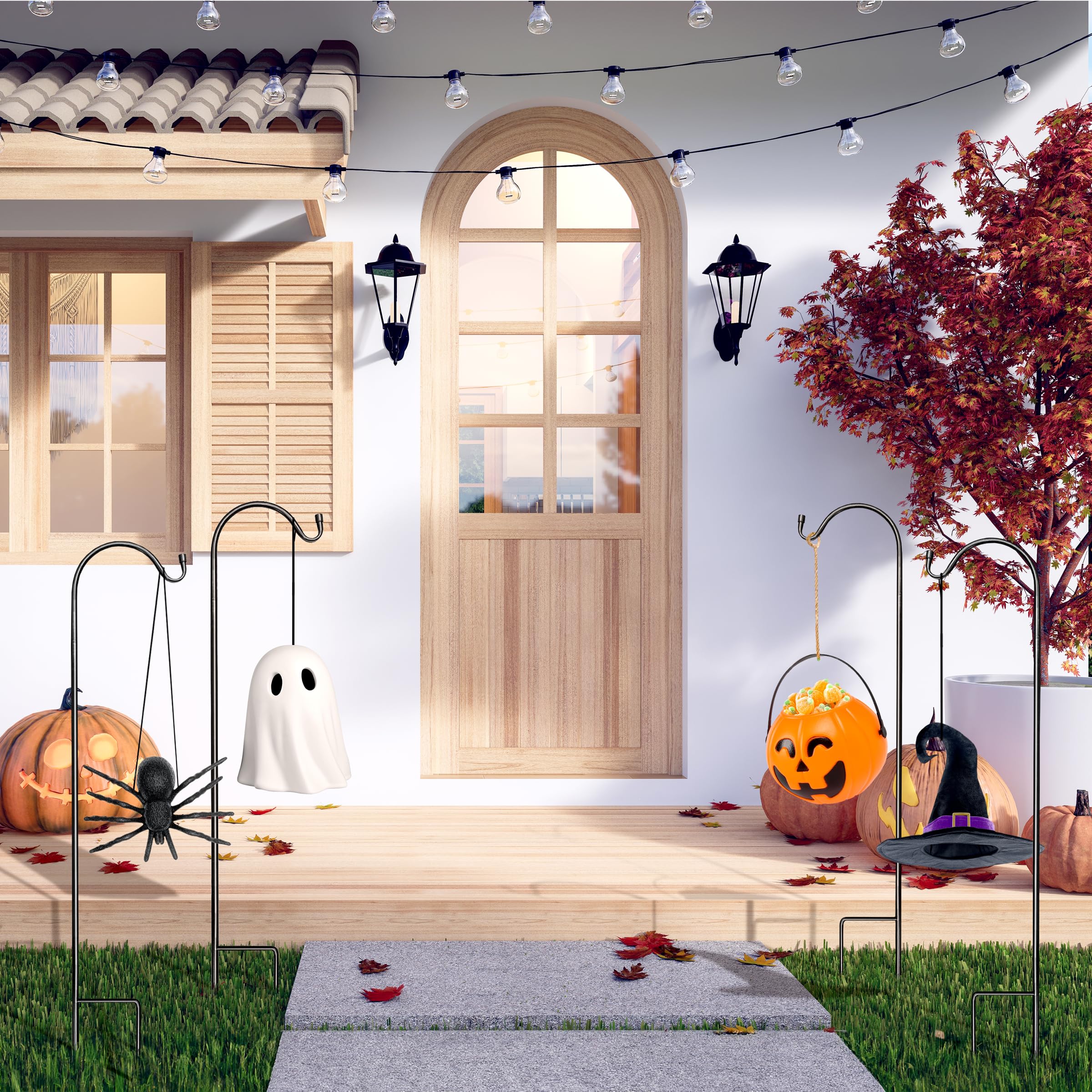 Sorbus Shepherd's Hooks - Set of 4 Extendable Halloween-Themed Garden Stakes for Outdoor Halloween Decorations, Bird Feeders, Lights, Lanterns, Plants - Heavy Duty, Holds Up to 6.5 Lbs. (4 Pack) - Image 5