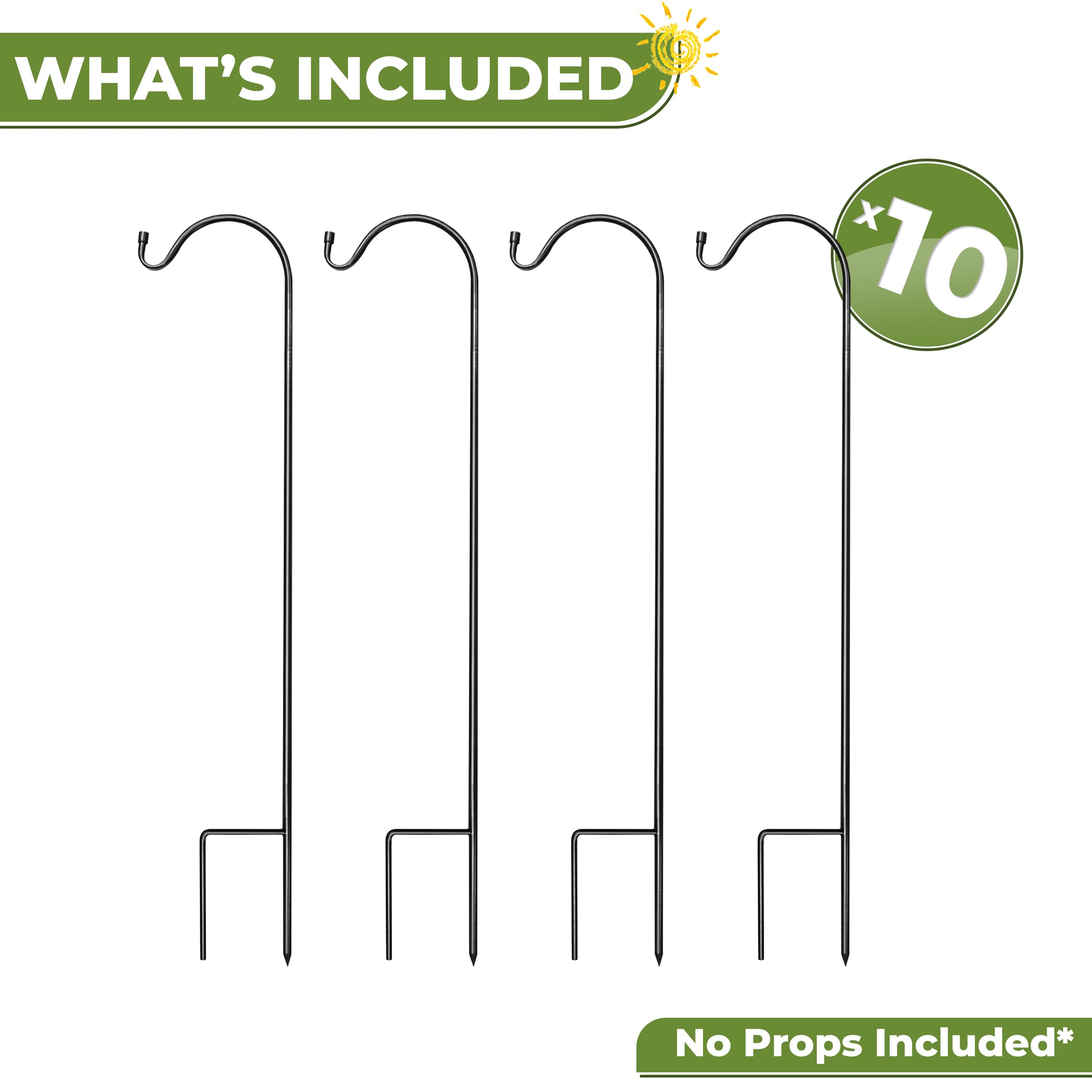 Sorbus Shepherds Hooks for Outdoor - Set of 10 Extendable Garden Planter Stakes for Bird Feeders, Outdoor Décor, Plants, Lights, Lanterns, Flower Baskets and More! Supports Up to 6.5 Lbs. (10 Pack) - Image 5