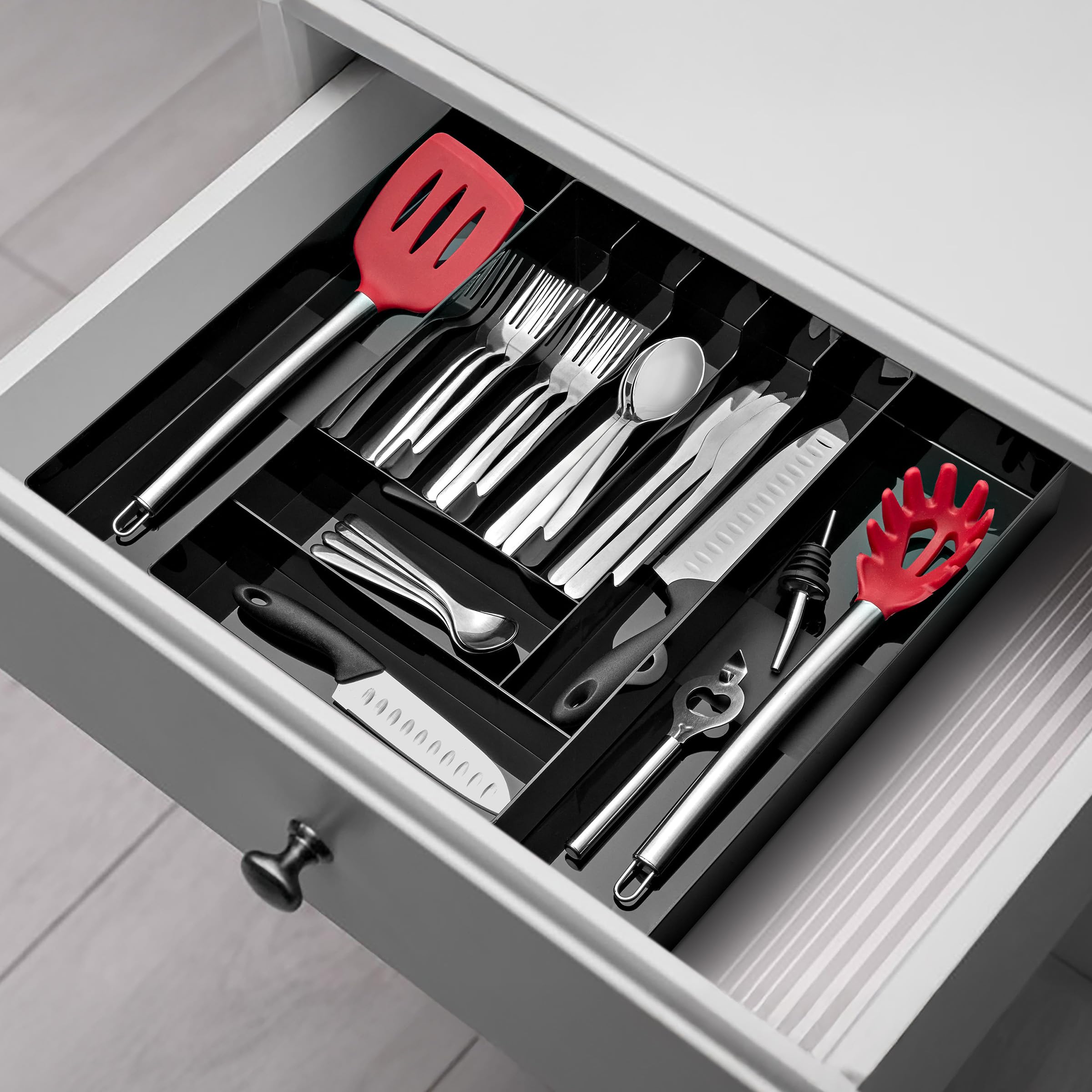 Sorbus Silverware Organizer – Expandable Kitchen Drawer Organizer, Adjustable Utensil Organizer, Cutlery Tray for Forks, Knives, Spoons – Multipurpose Flatware and Kitchen Storage Solution - Image 5